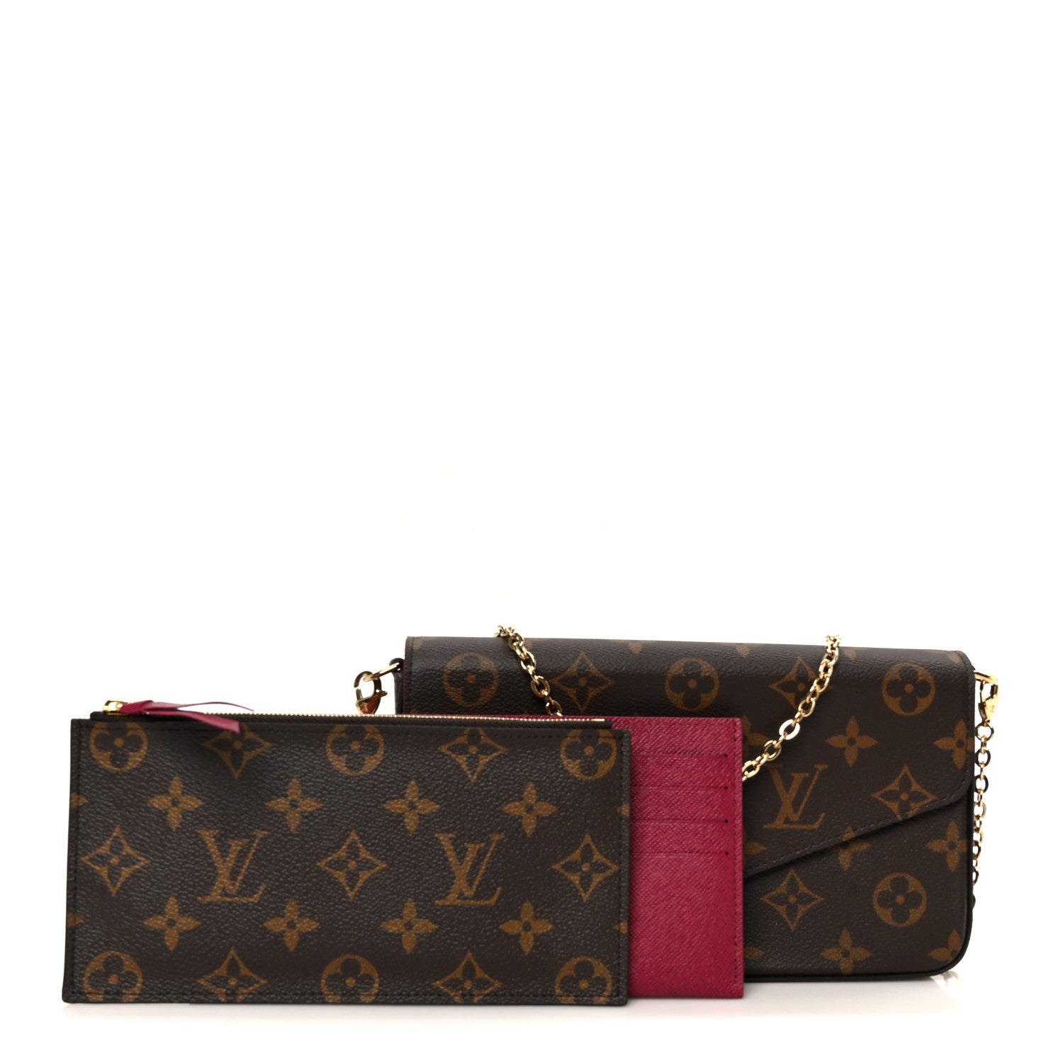 Monogram Pochette Felicie Chain Wallet Fuchsia