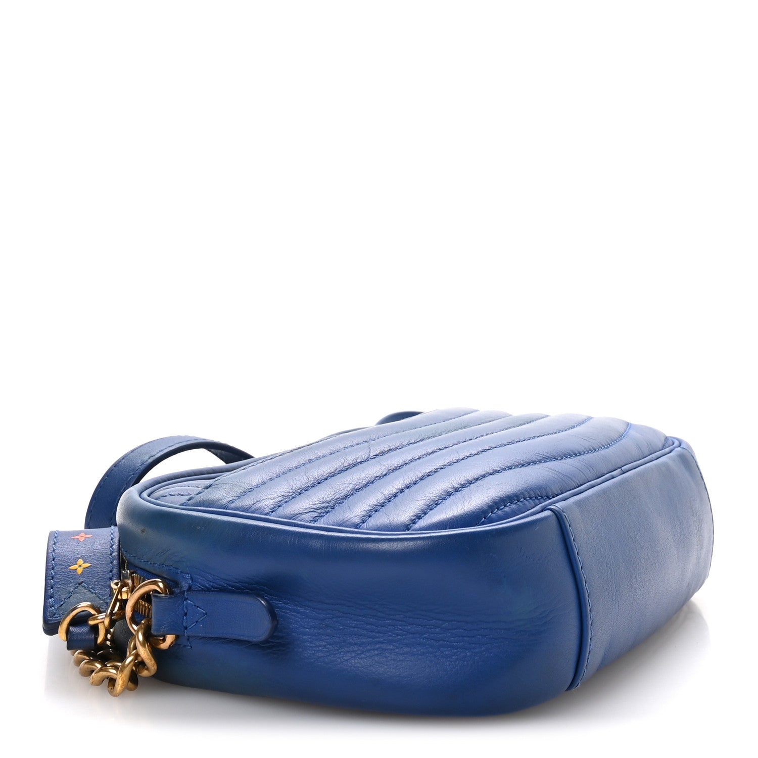 Calfskin New Wave Camera Bag Bleu Neon