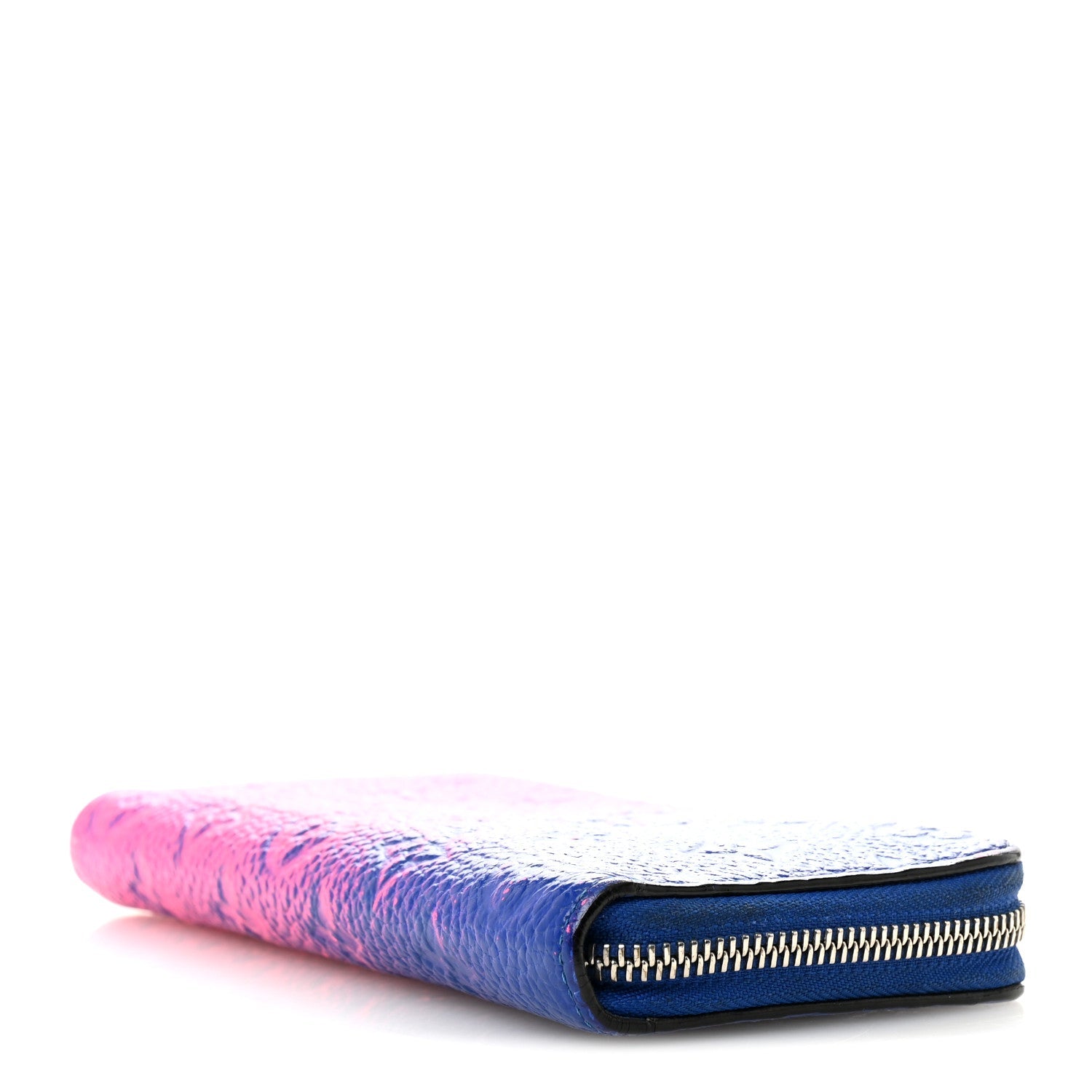 Taurillon Illusion Zippy Vertical Wallet Bleu Rose