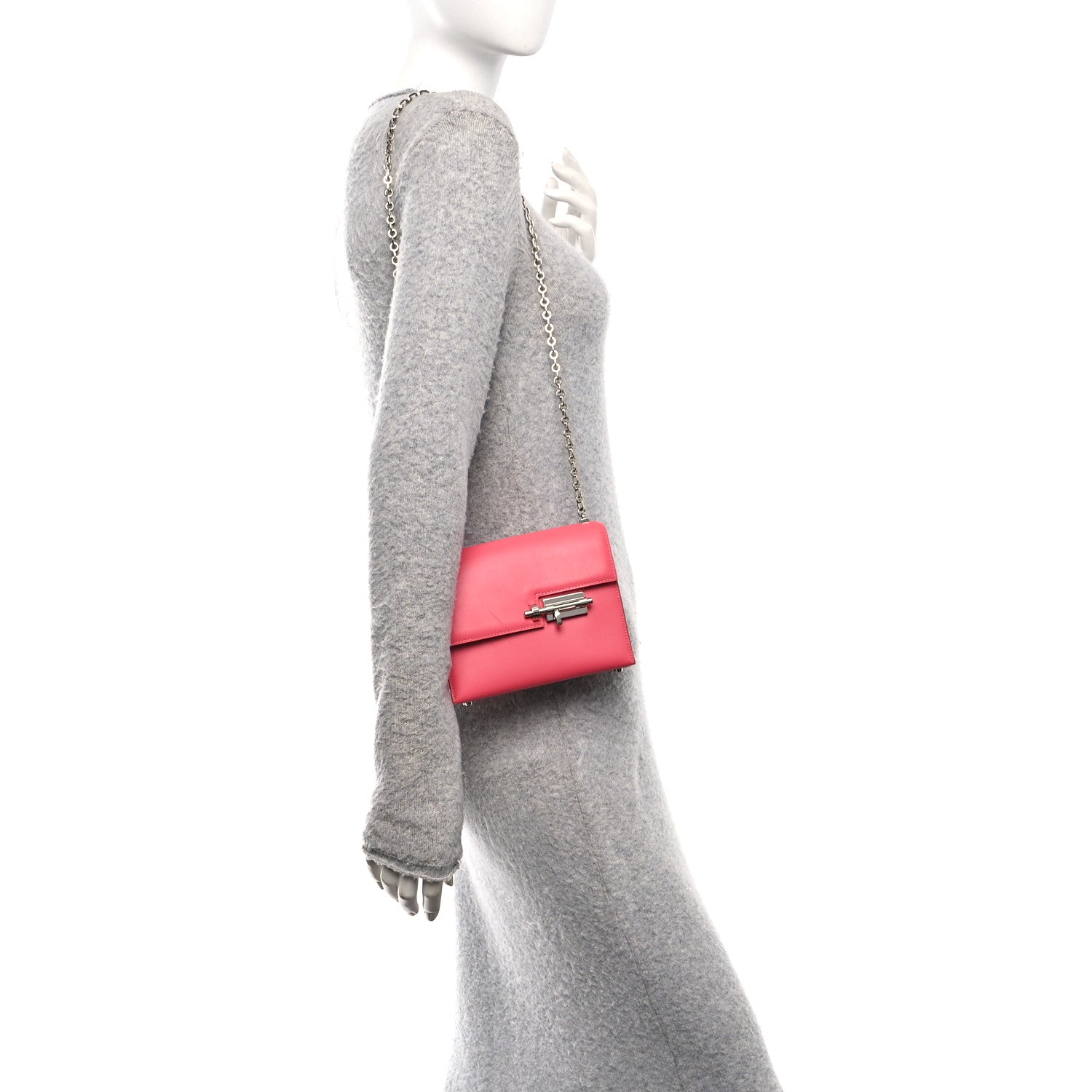 Tadelakt Mini Verrou Chaine Bag Rose Lipstick