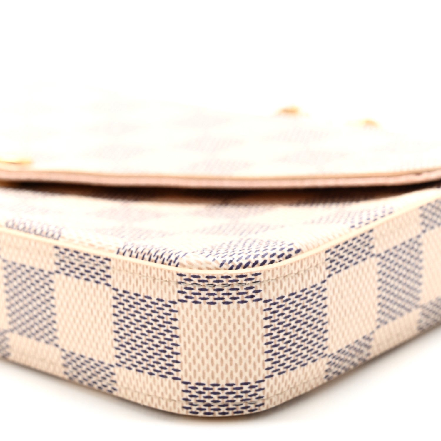 Damier Azur Pochette Felicie Chain Wallet Rose Ballerine