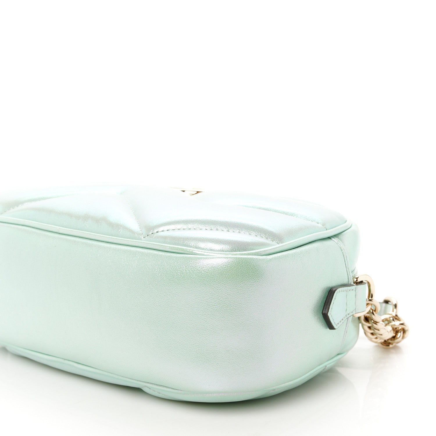 Iridescent Nappa Chevron Matelasse Small GG Marmont Chain Shoulder Bag Iridescent Salvy Green