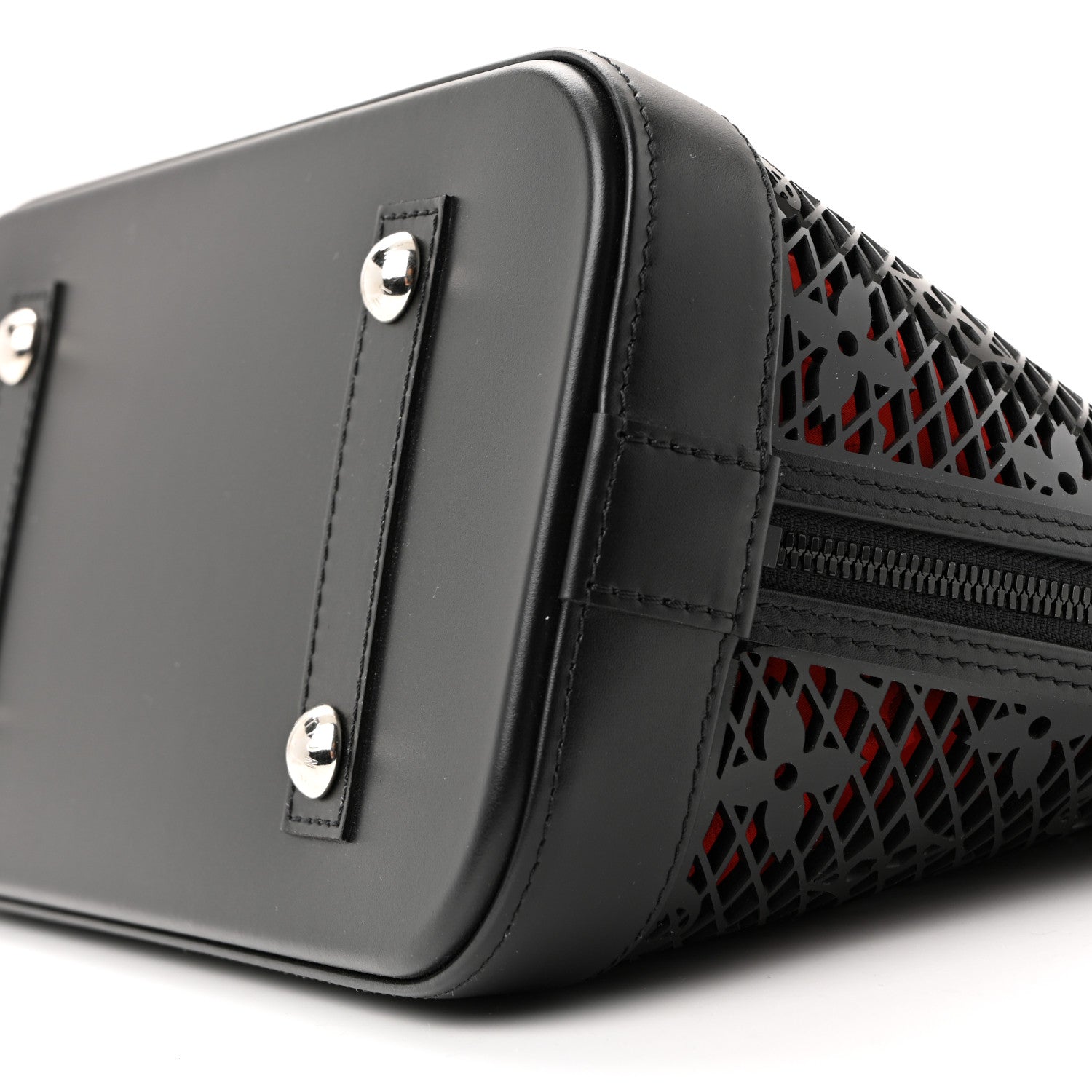 Patent Calfskin Laced Monogram Alma PM Black