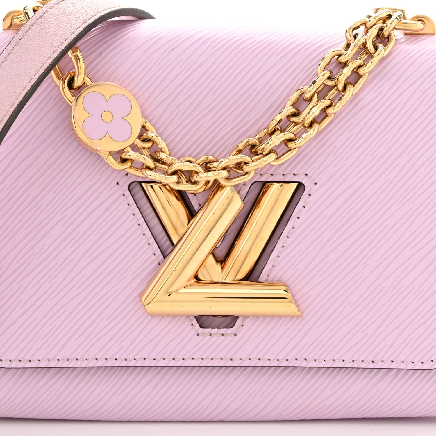 Epi Twist Monogram Flower Chain Shoulder Bag MM Wisteria Pink Purple