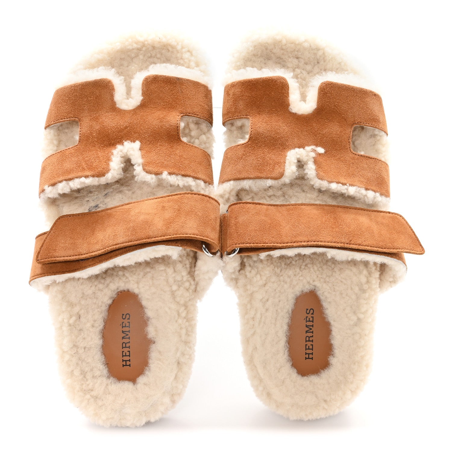 Suede Goatskin Woolskin Womens Chypre Sandals 38 Brun Fume Ecru