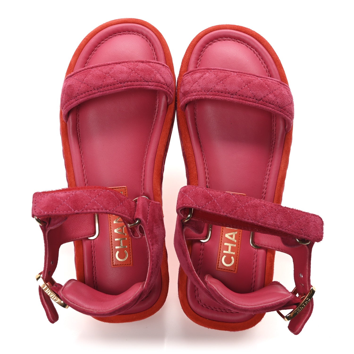 Suede Quilted Platform Sandals 37.5 Red Light Red