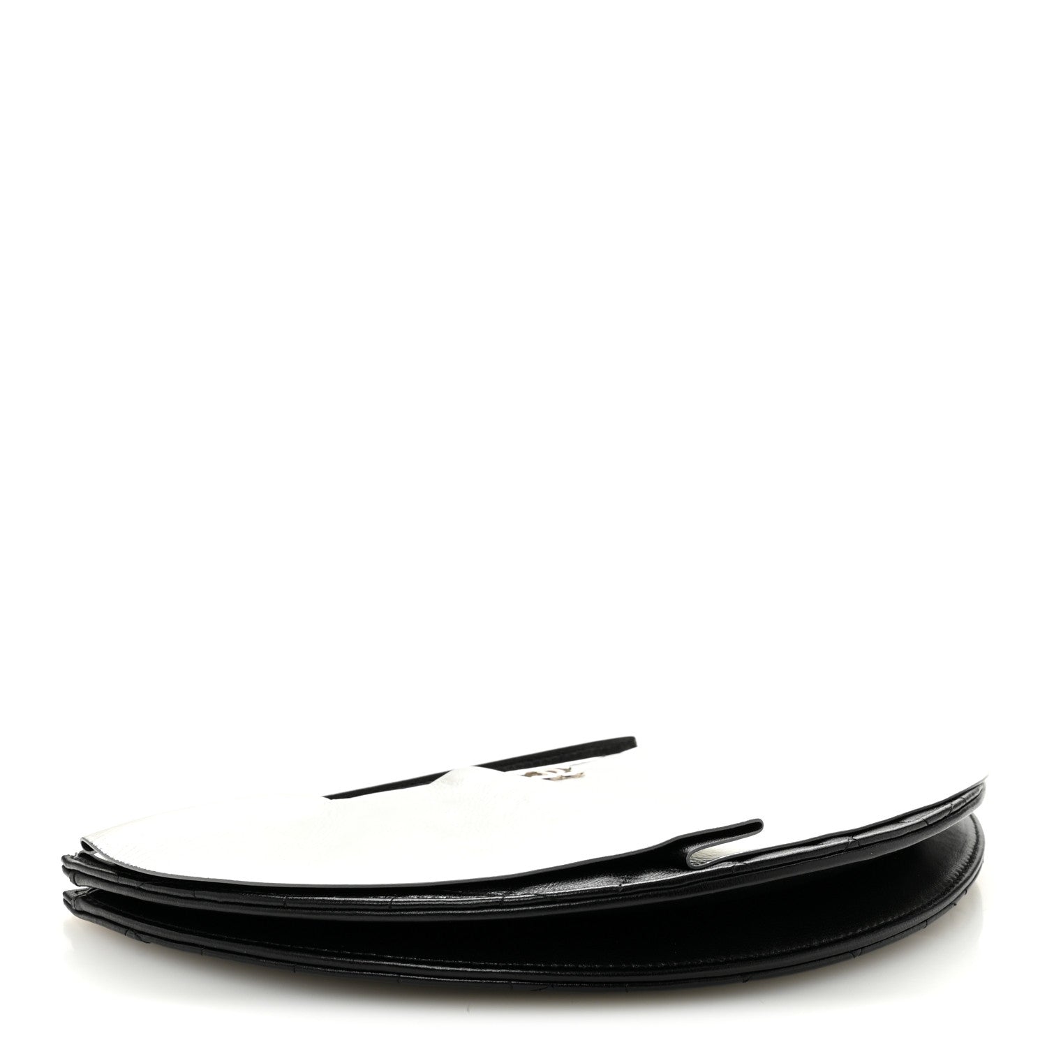 Metallic Lambskin Wave Clutch Black Silver