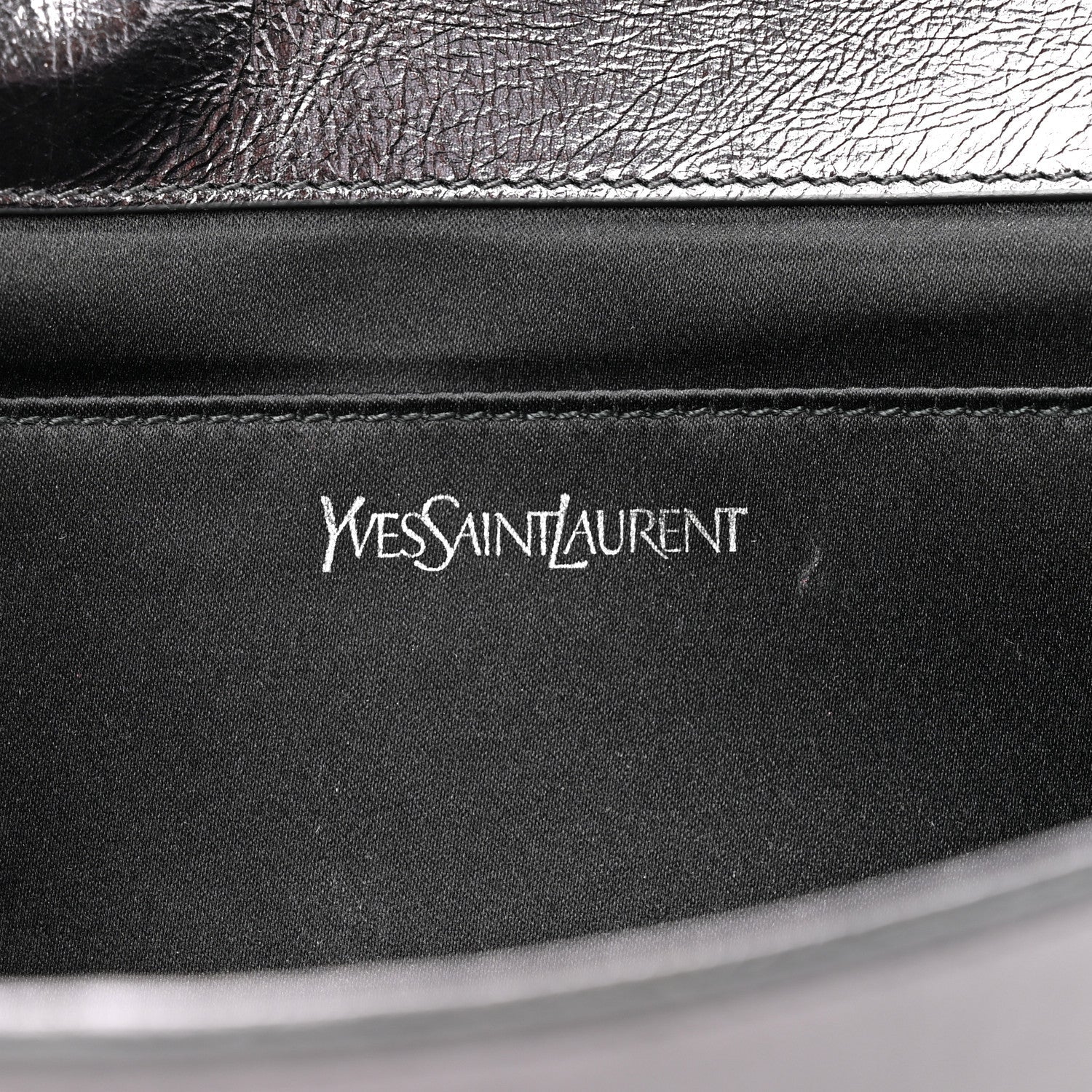 Metallic Calfskin Large Belle De Jour Clutch Dark Silver