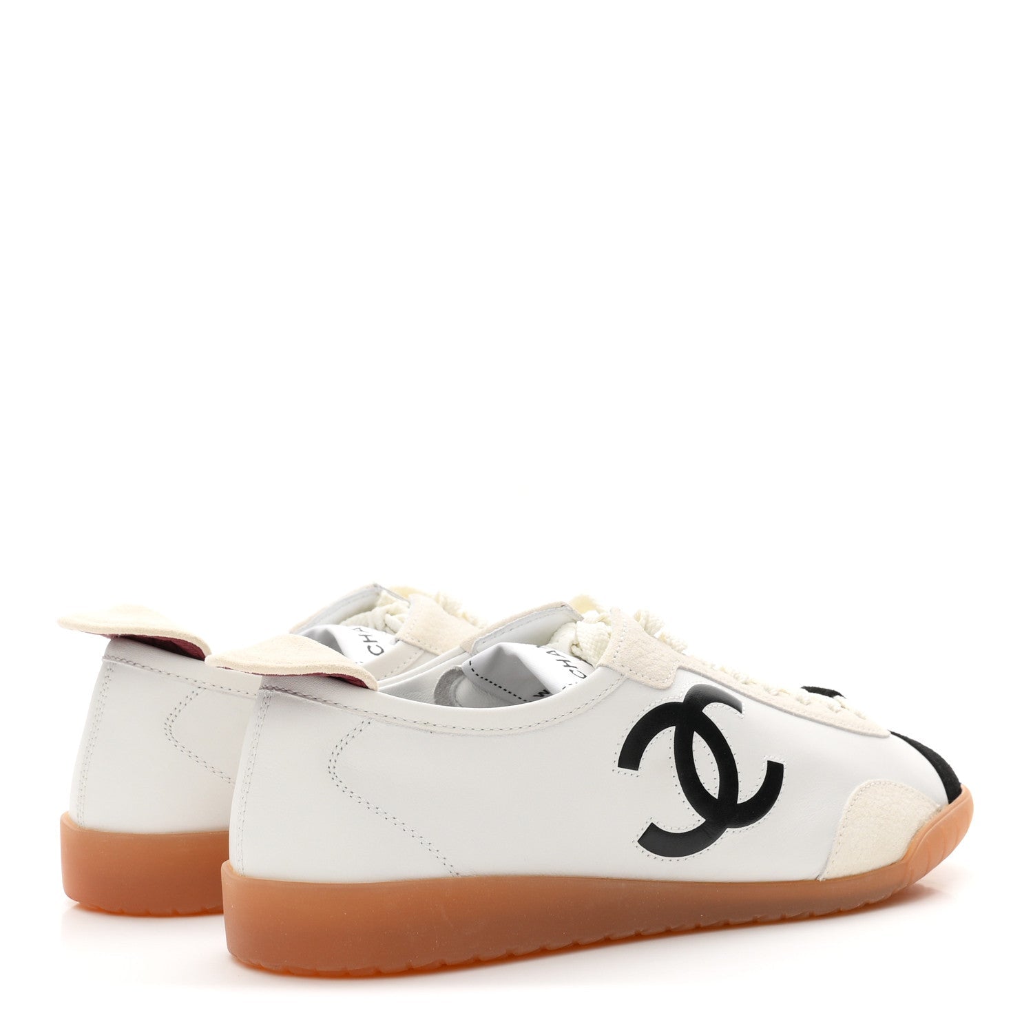 Calfskin Embossed Suede Sneakers 36.5 White Black