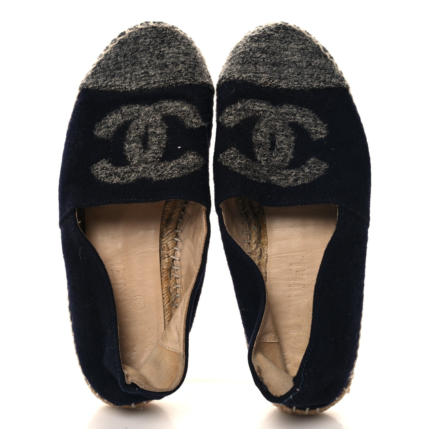 Velvet Tweed CC Espadrilles 36 Navy Grey