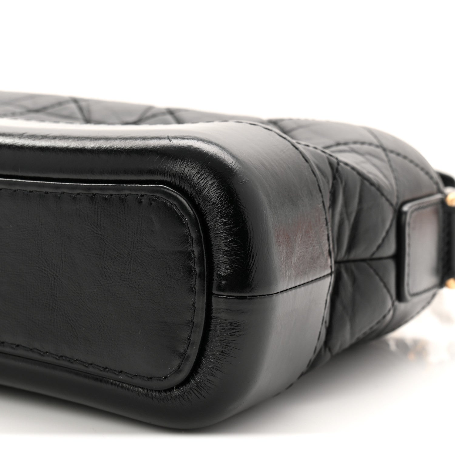 Aged Calfskin Quilted Small Gabrielle Hobo Black