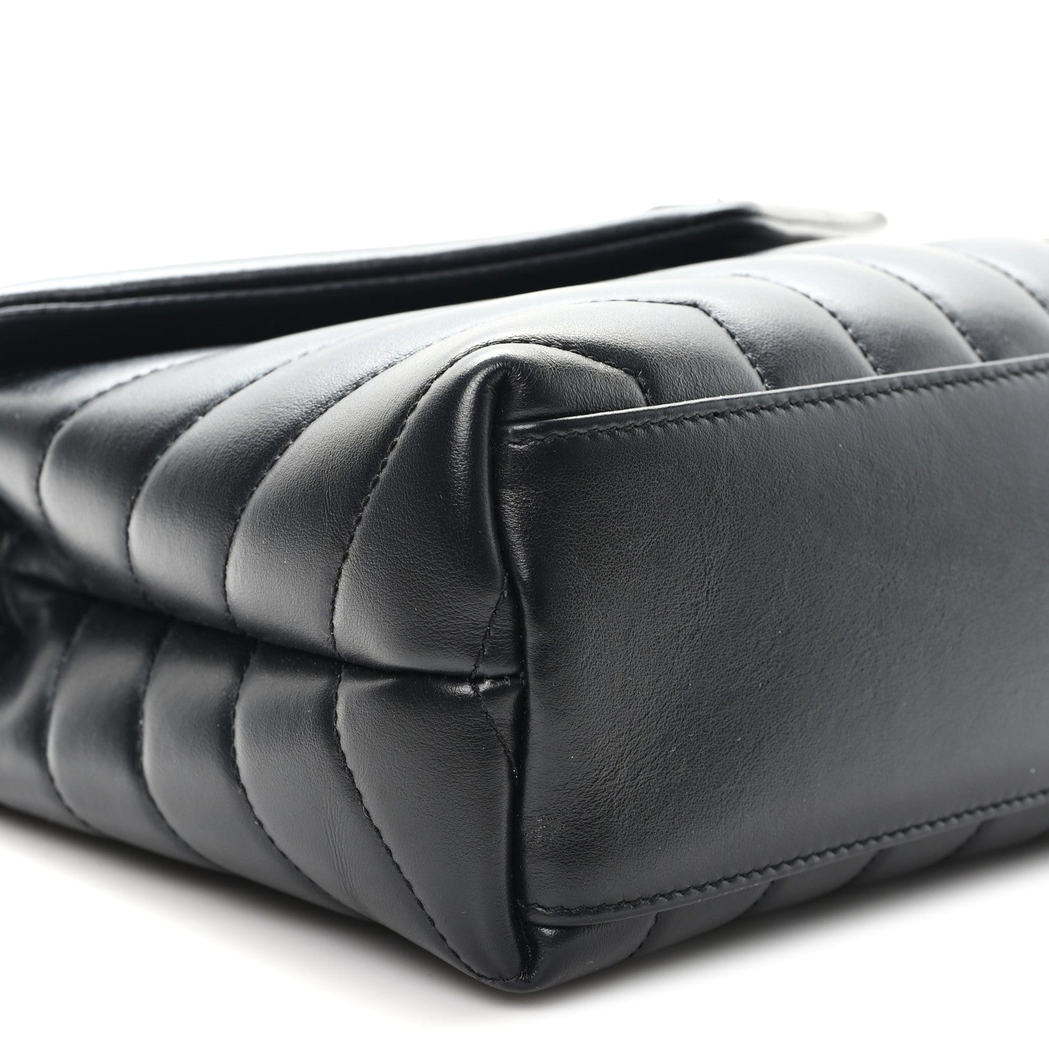 Calfskin Y Quilted Monogram Monochrome Small Loulou Chain Satchel Black