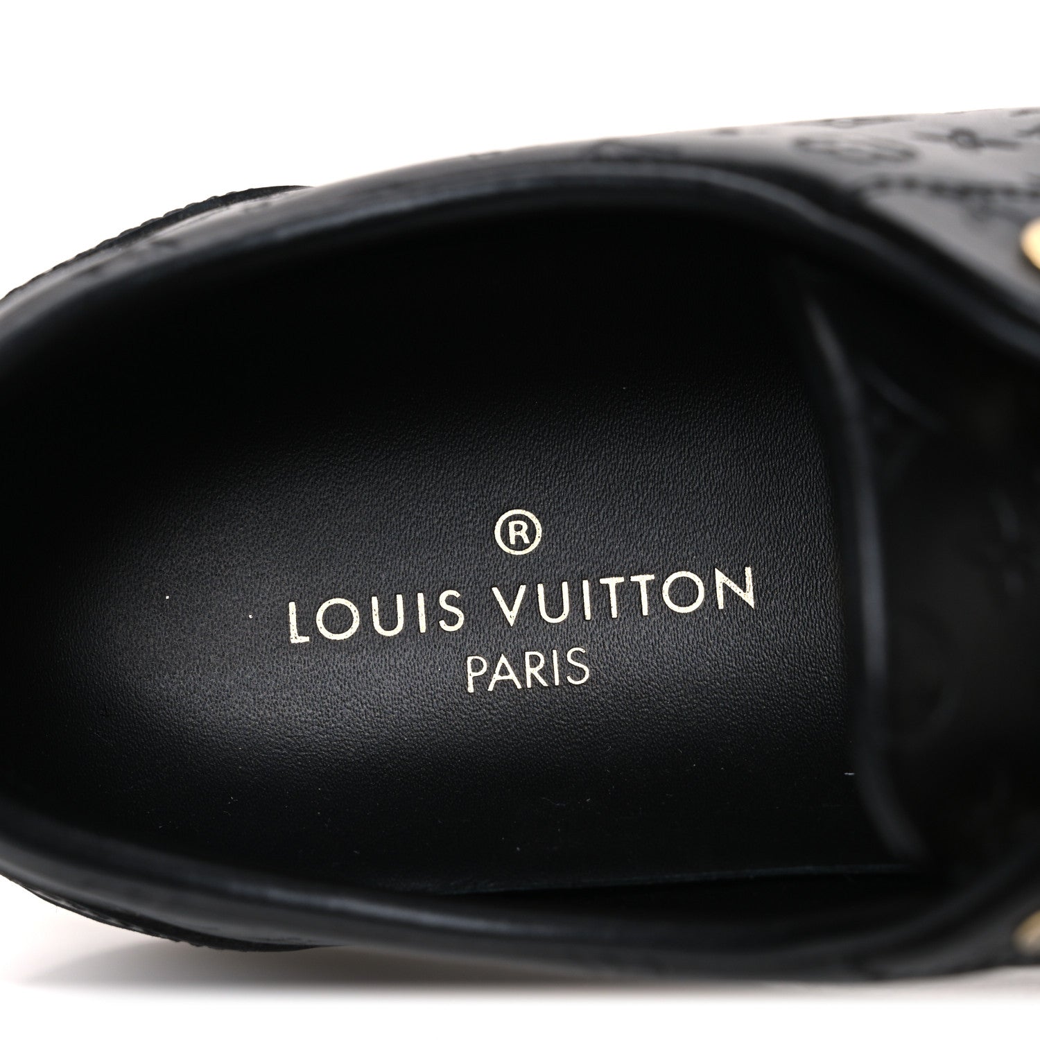 Calfskin Embossed Monogram Mens Luxembourg Sneakers 36 Black