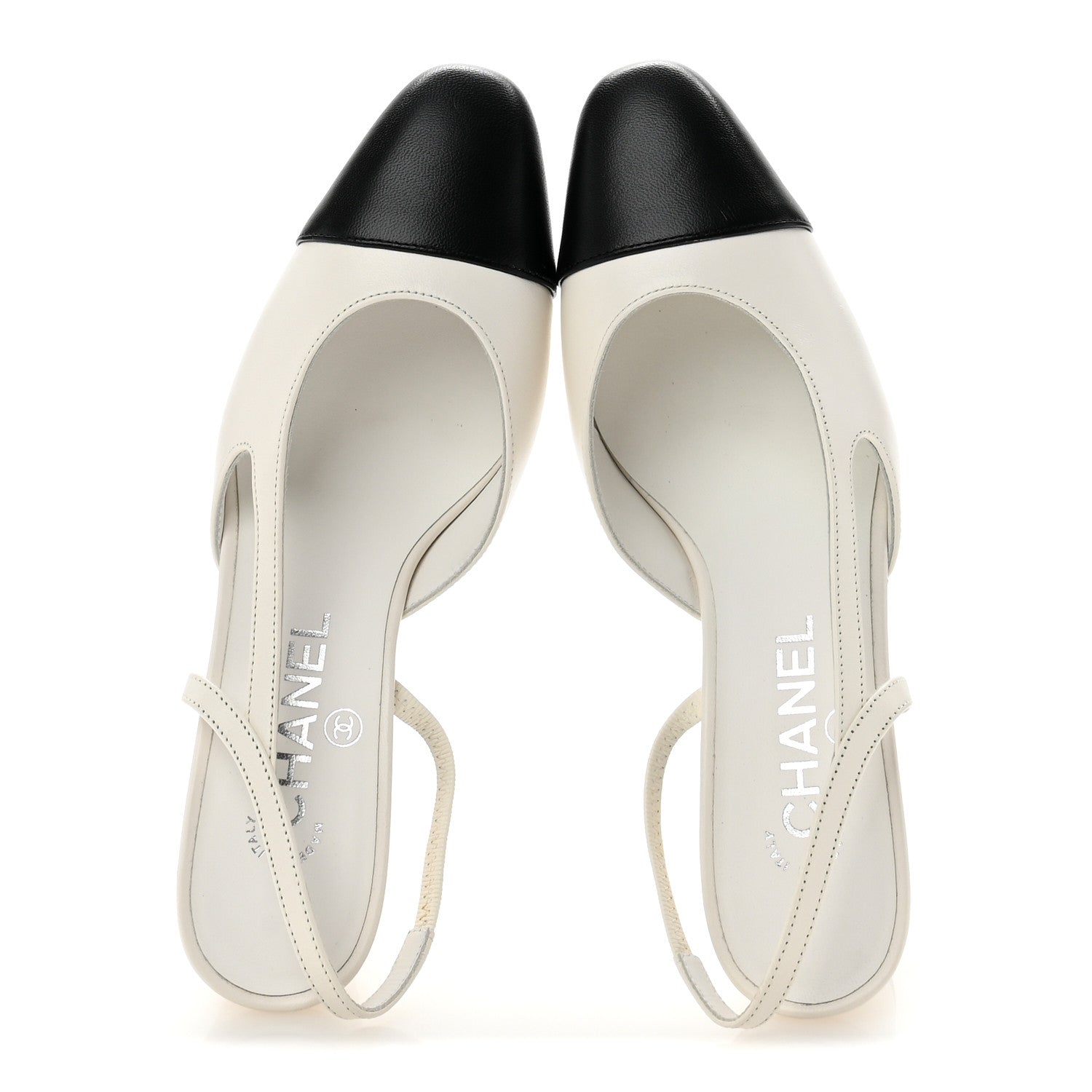 Lambskin Cap Toe CC Slingback Pumps 36.5 White Black
