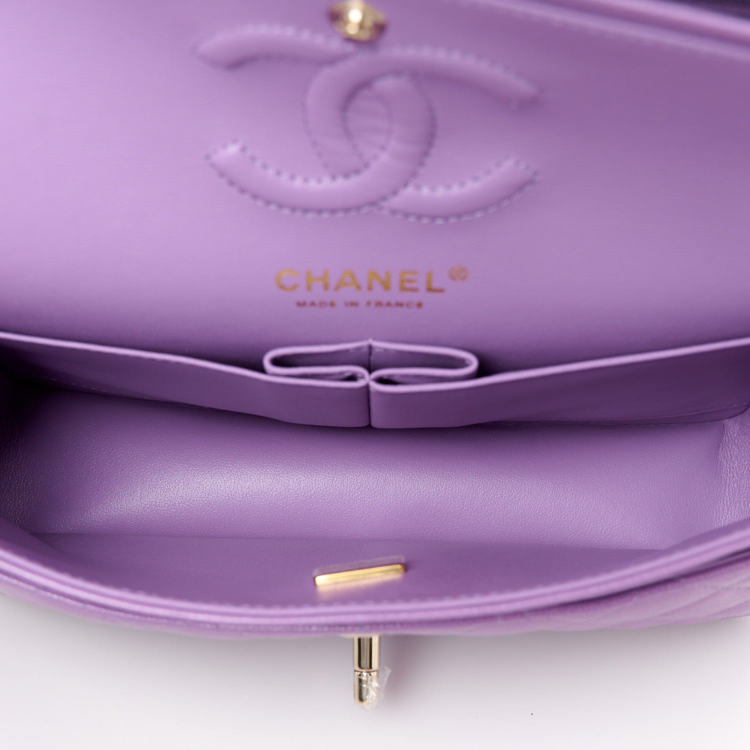 Caviar Quilted Small Double Flap Purple