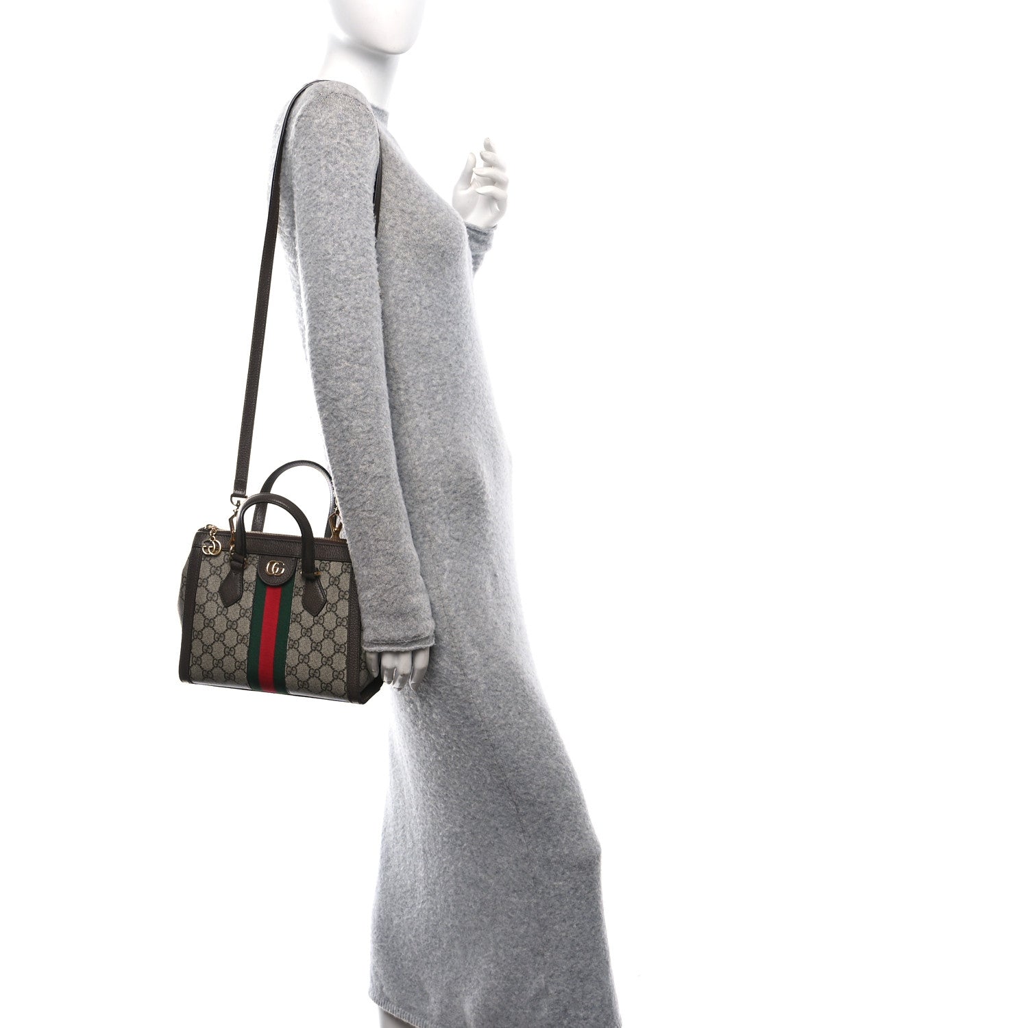 GG Supreme Monogram Small Ophidia Tote Bag Brown