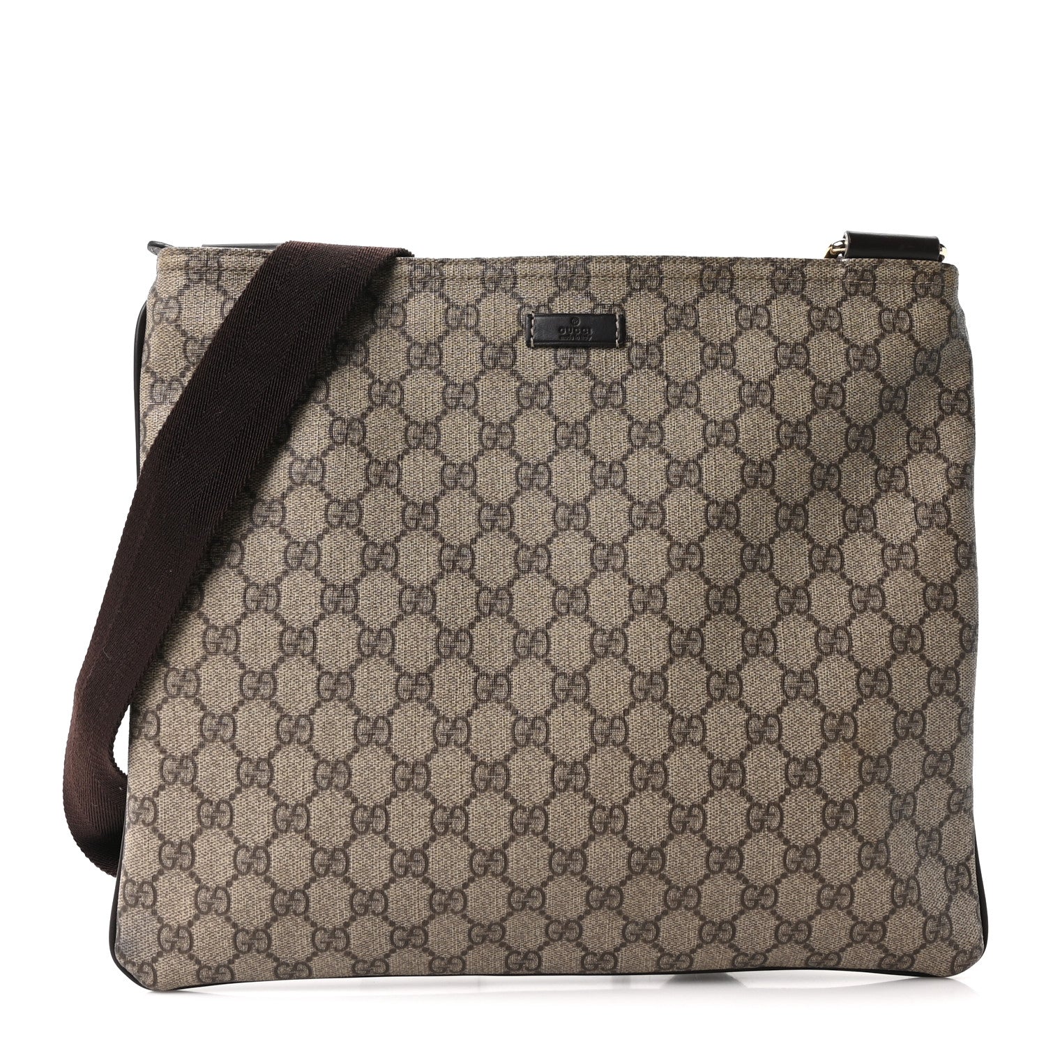 GG Supreme Monogram Medium Flat Messenger Bag Dark Brown