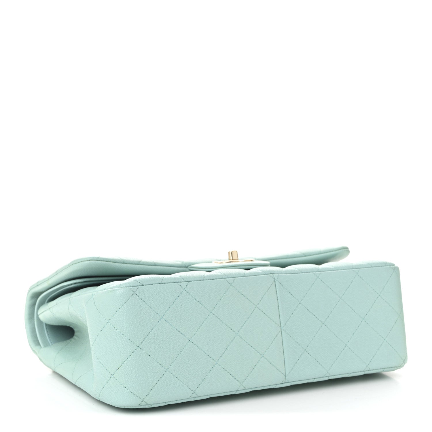 Caviar Quilted Jumbo Double Flap Light Blue