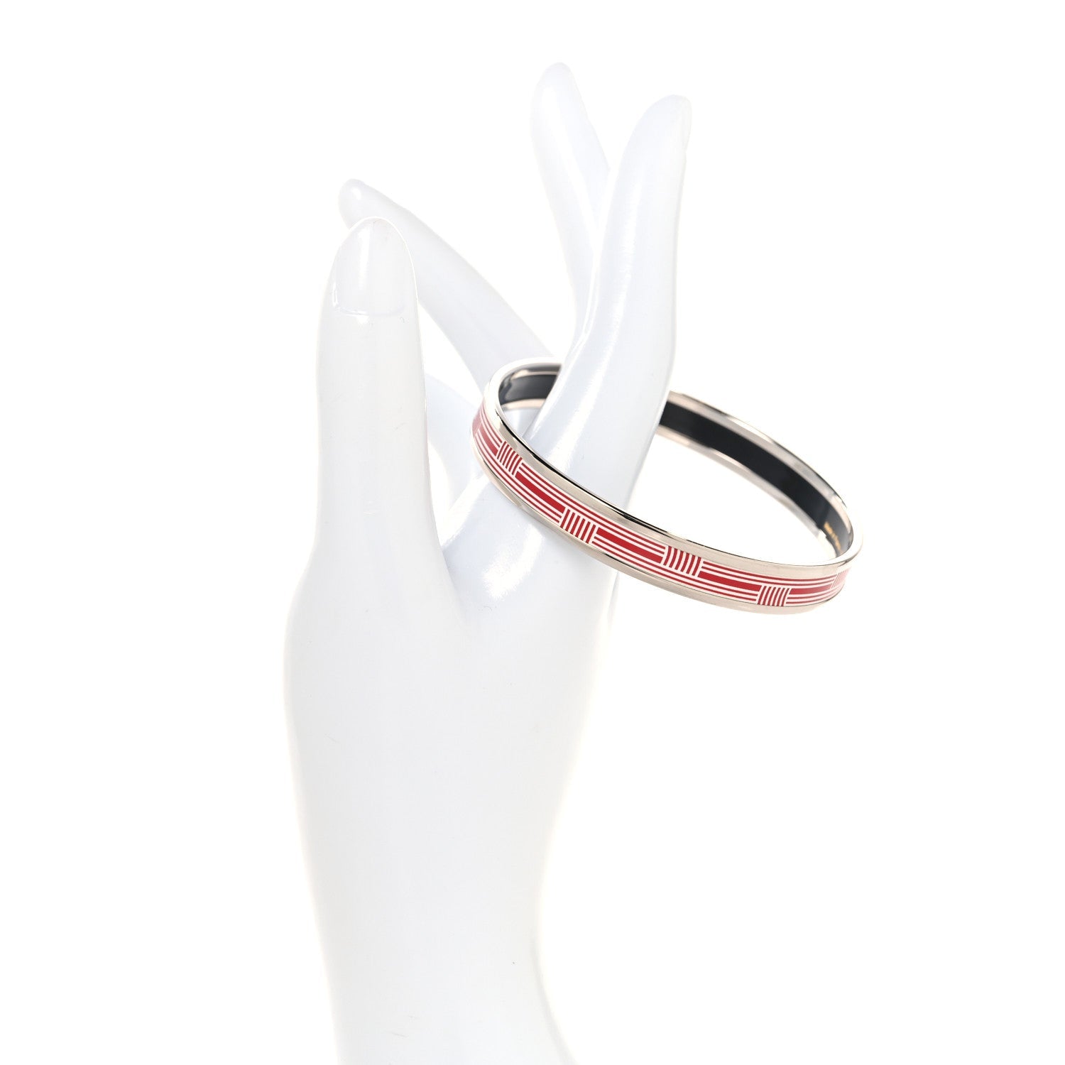 Enamel Printed Circuit 24 Faubourg Extra Narrow Bracelet 65 Rouge White