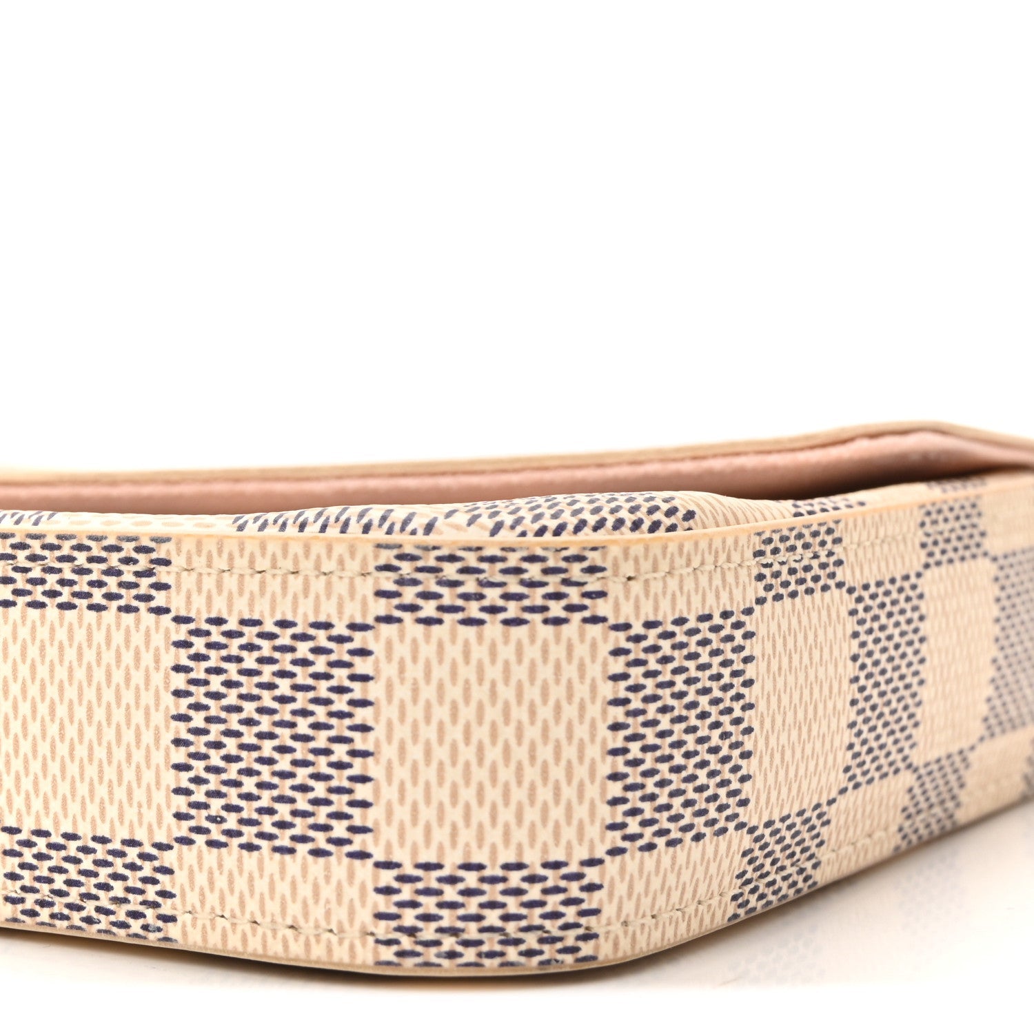 Damier Azur Pochette Felicie Chain Wallet Rose Ballerine