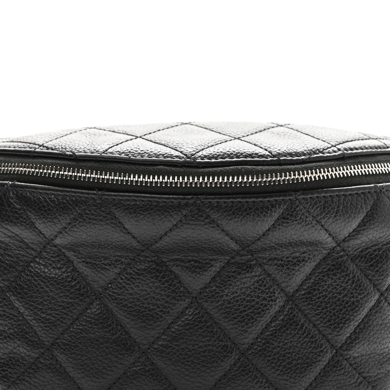 Grained Calfskin Quilted Waist Belt Bag Black