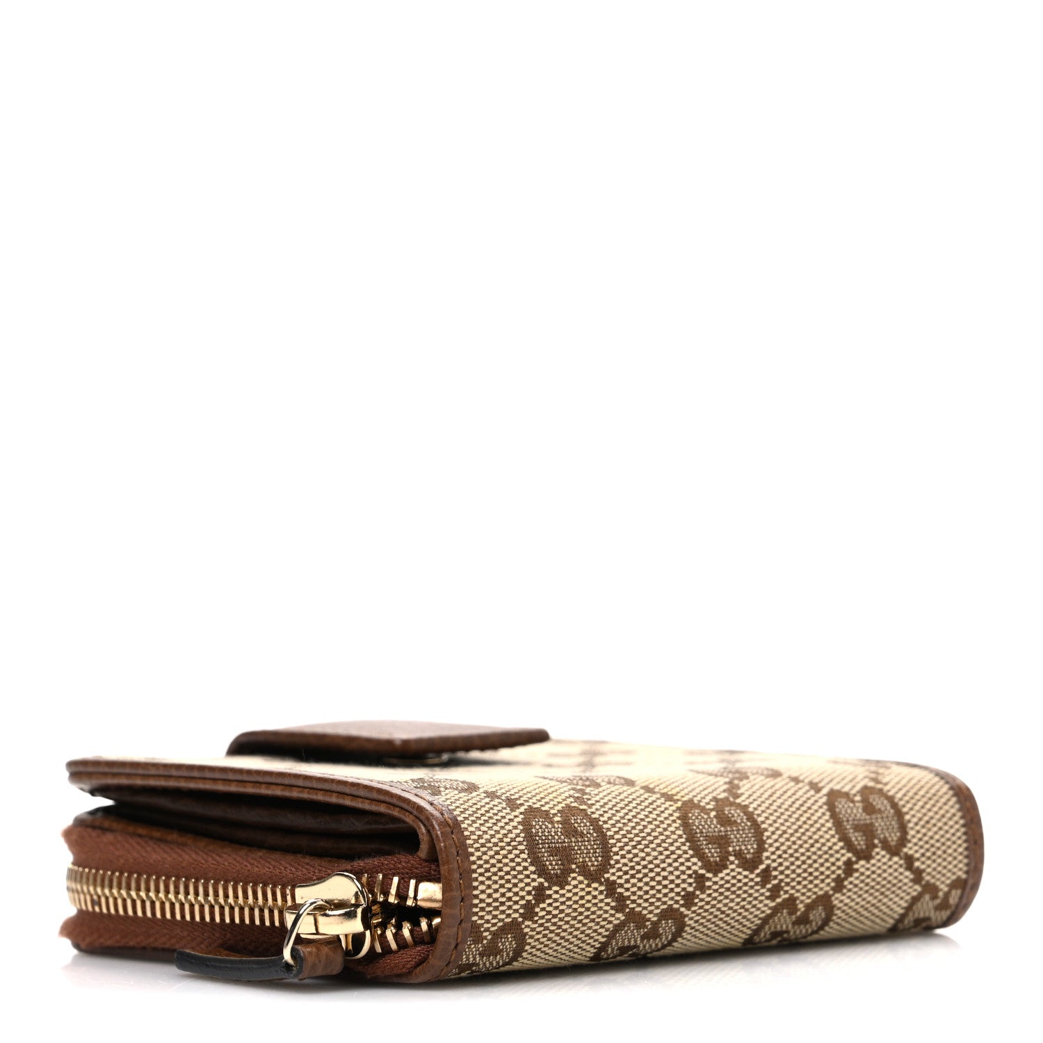 Monogram Dollar Calfskin Zip Around French Wallet Beige Ebony Tabacco