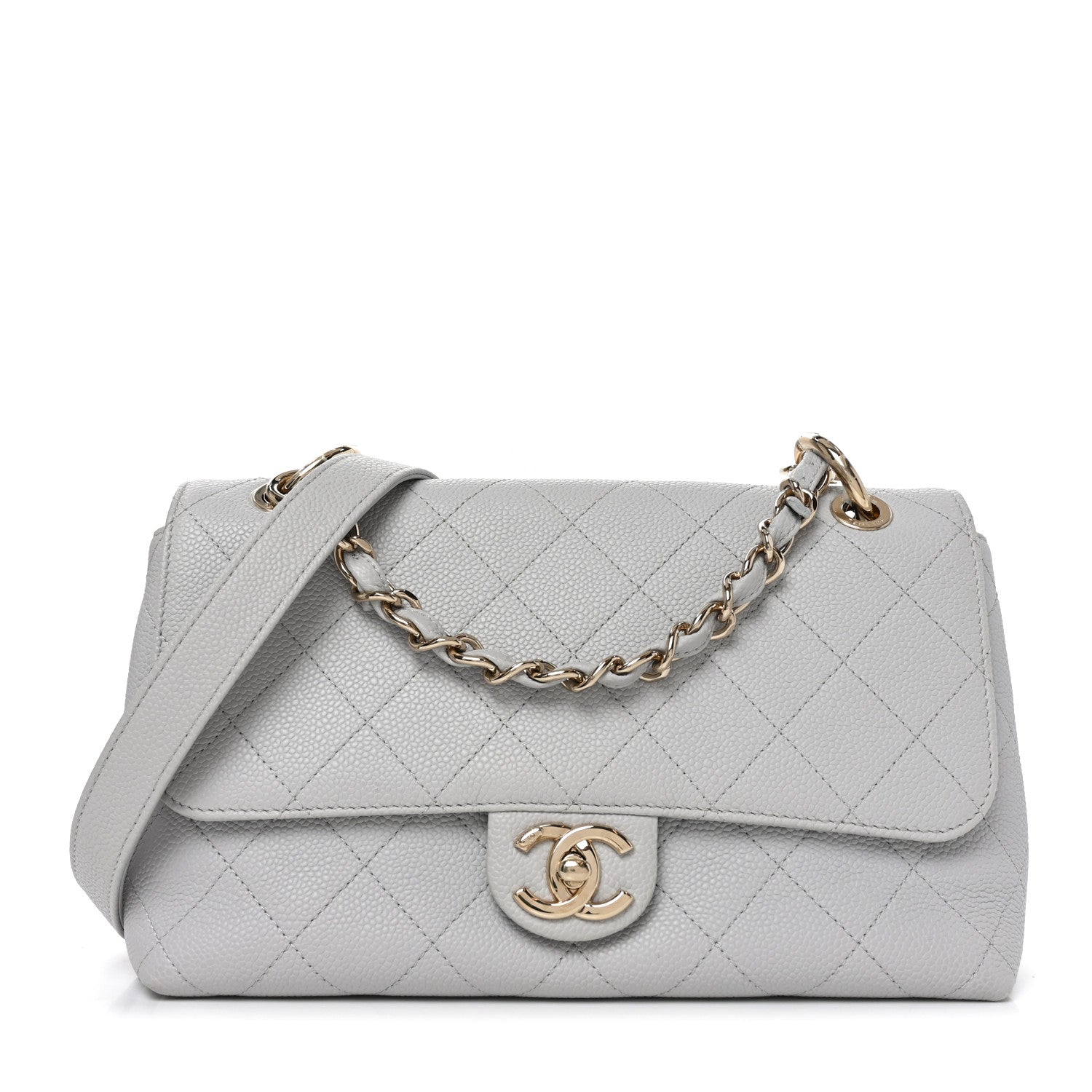 Caviar Quilted City Walk Flap Light Grey