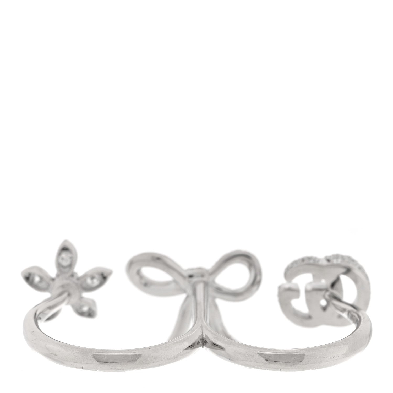 18K White Gold Diamond Flora Bow Flower Ring M