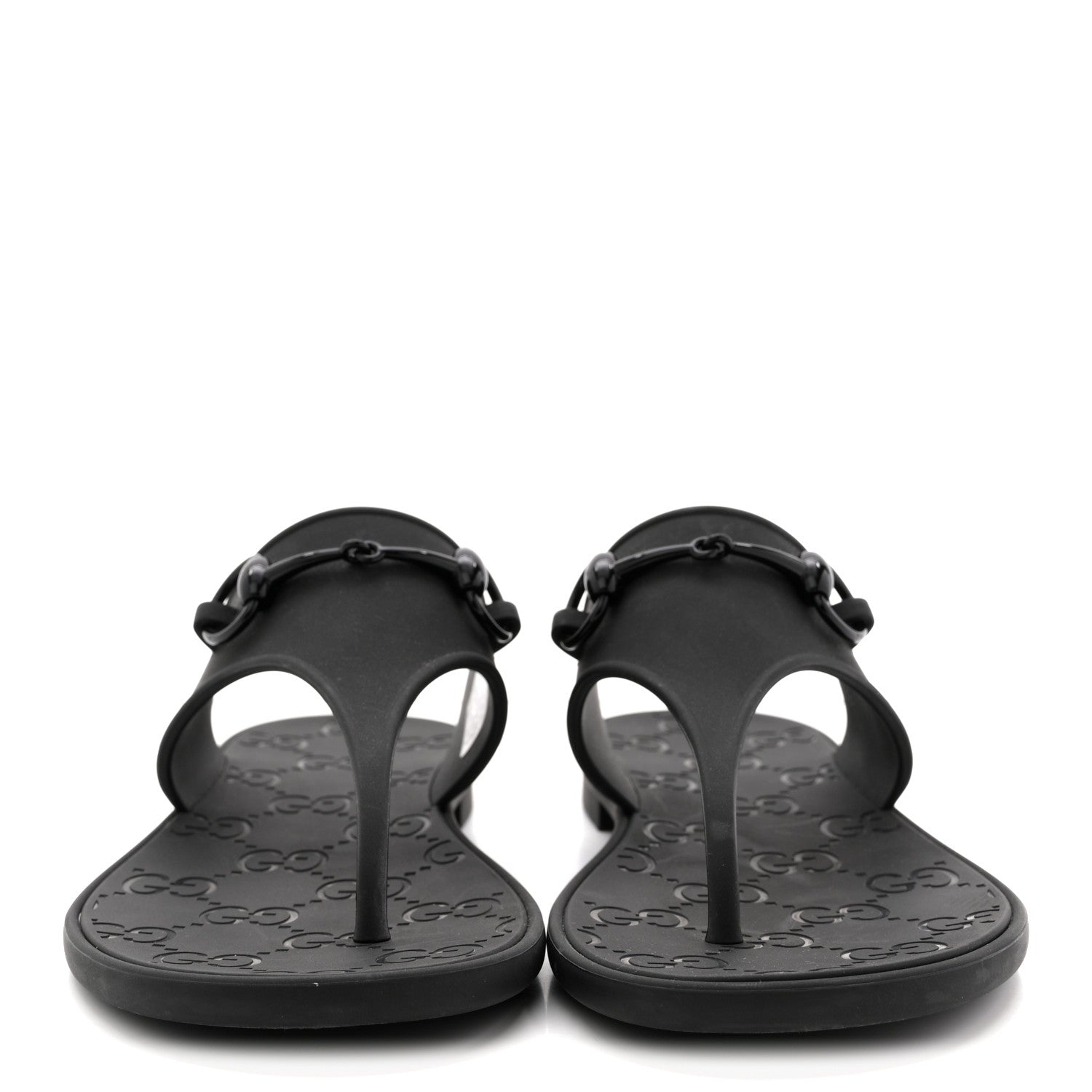 Rubber Womens Horsebit Thong Sandals 38 Black