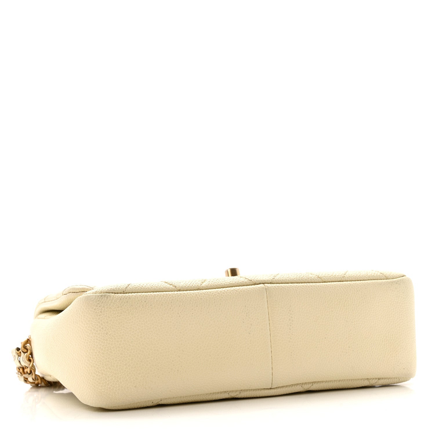Shiny Caviar Quilted Small Chain Melody Flap White