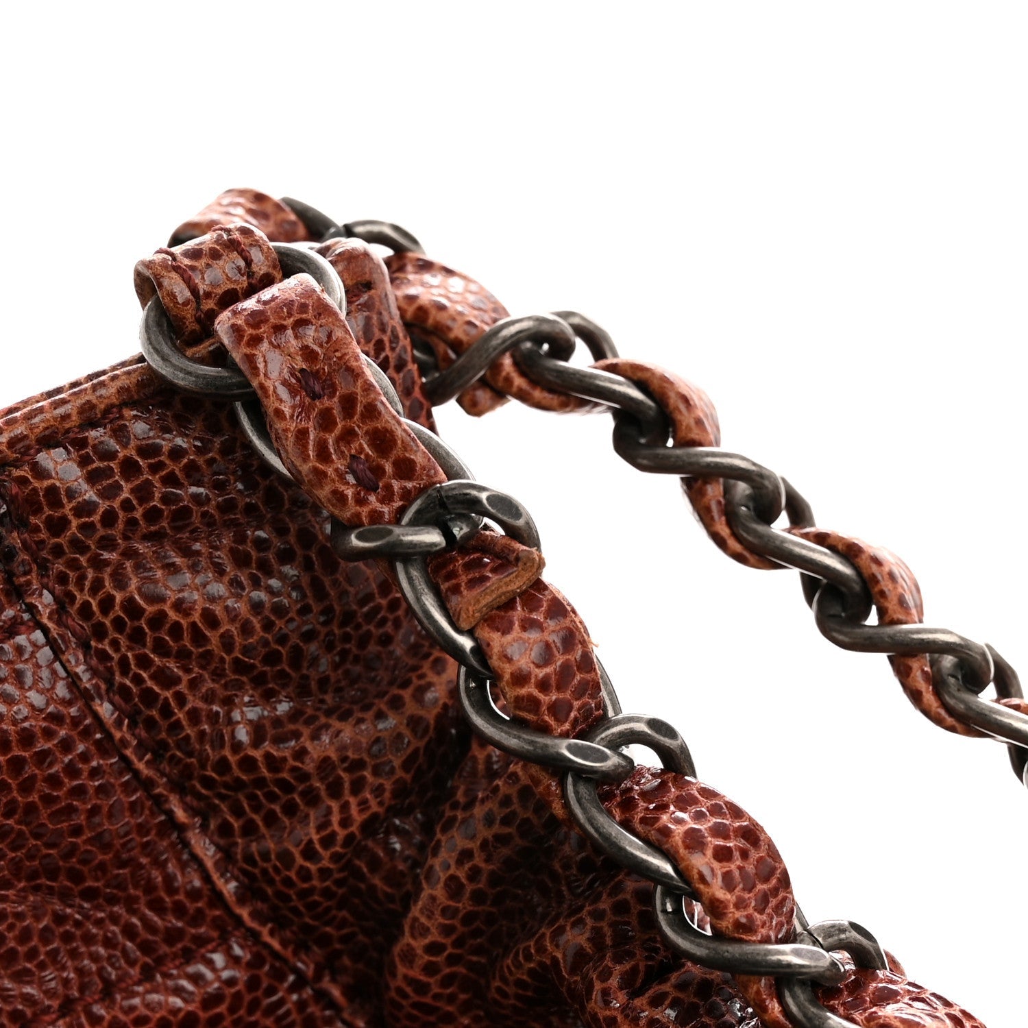 Crumpled Grained Calfskin Quilted Medium Elastic Tote Burgundy