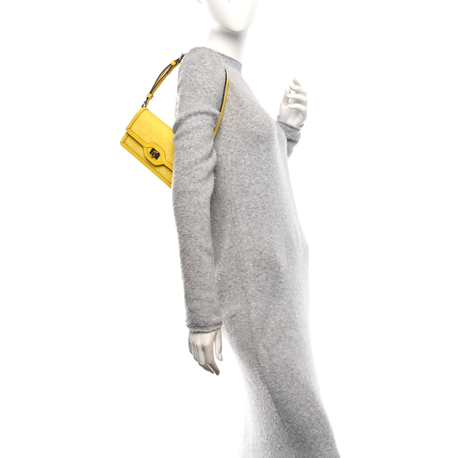 GG Monogram Scratch Lux Calfskin Mini Luce Shoulder Bag Yellow