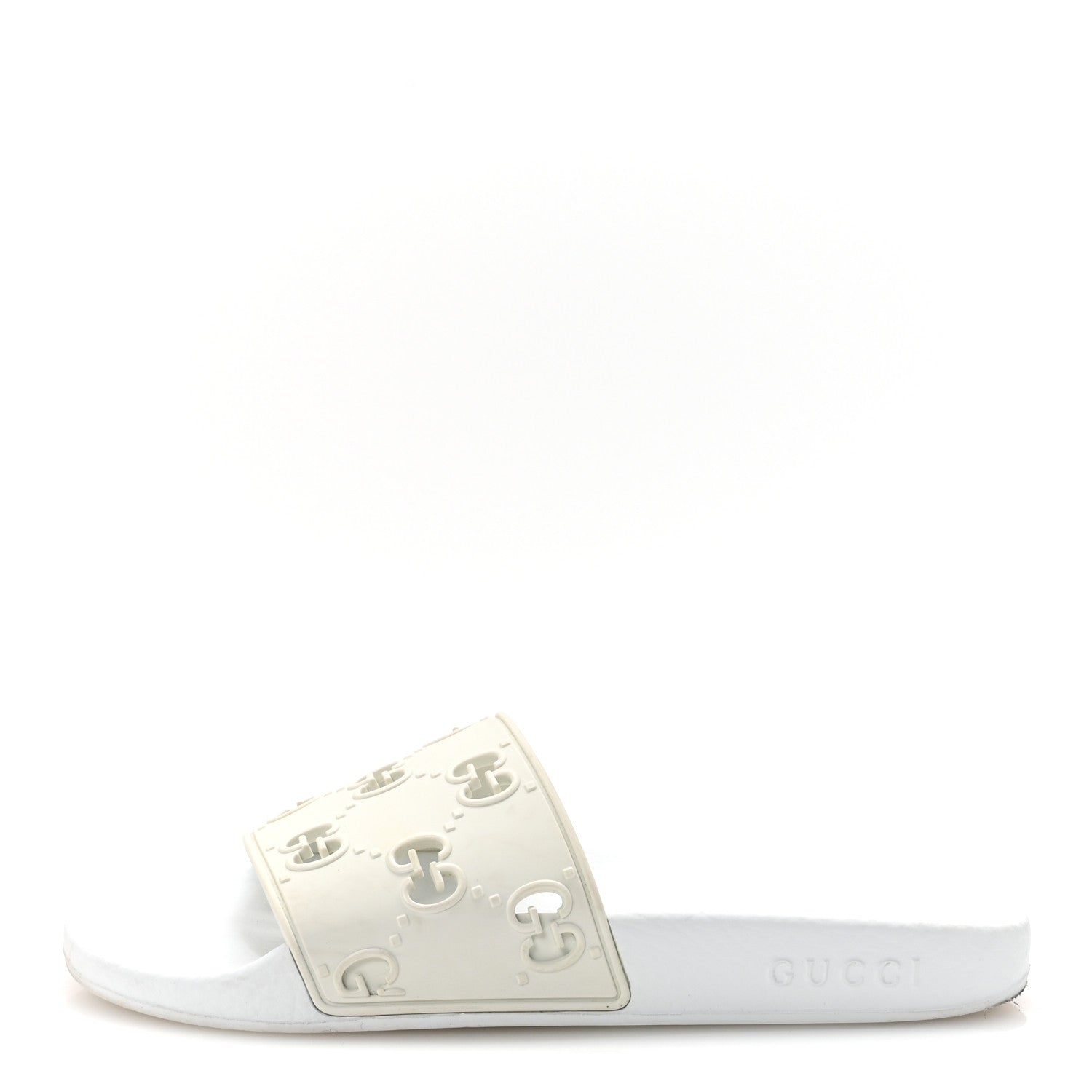 Rubber GG Monogram Perforated Womens Slide Sandals 38 Great White