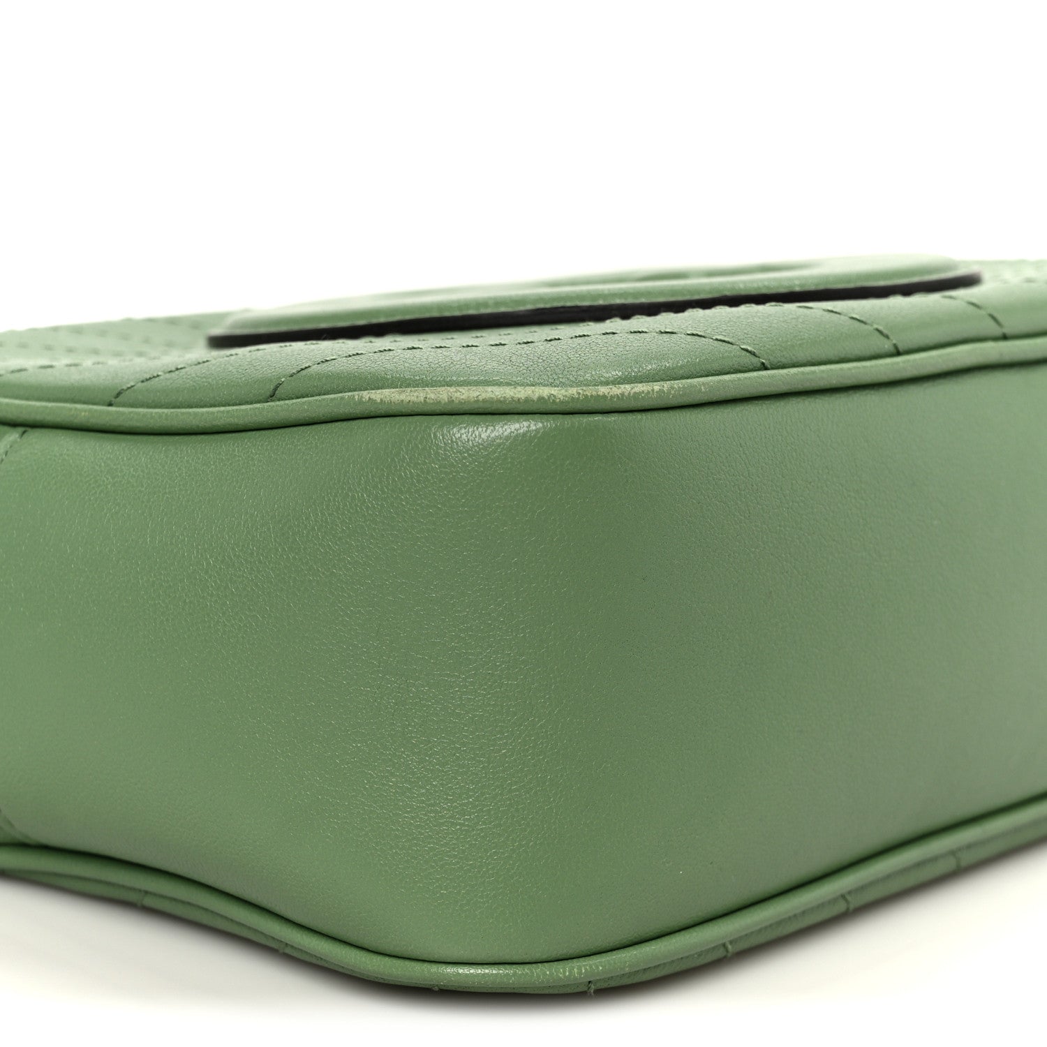 Sakai Be Green Calfskin Diagonal Stitched Small Blondie Shoulder Bag Light Green