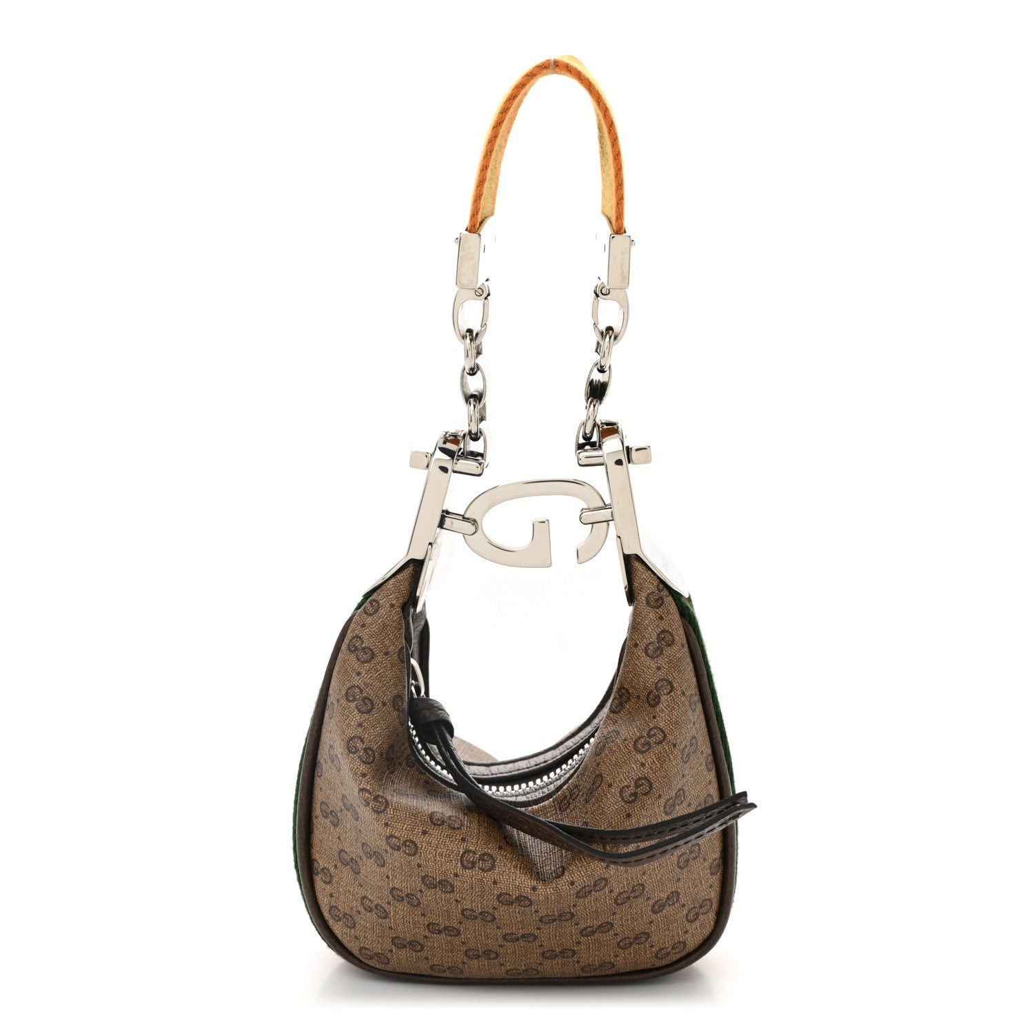 GG Supreme Monogram Textured Calfskin Web Mini Attache Hobo Beige Ebony New Acero