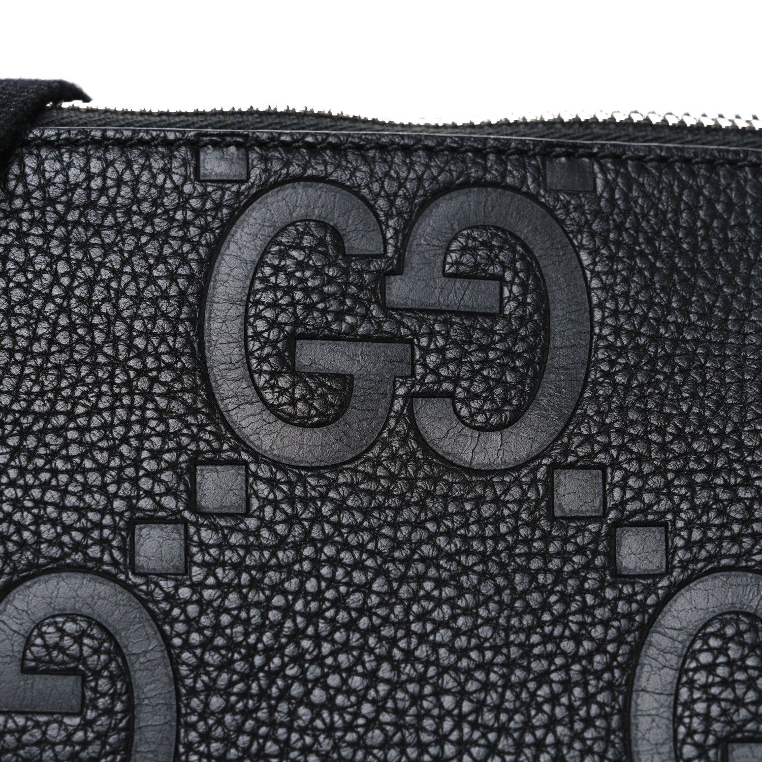 Piuma Calfskin Jumbo GG Embossed Medium Wristlet Messenger Bag Black