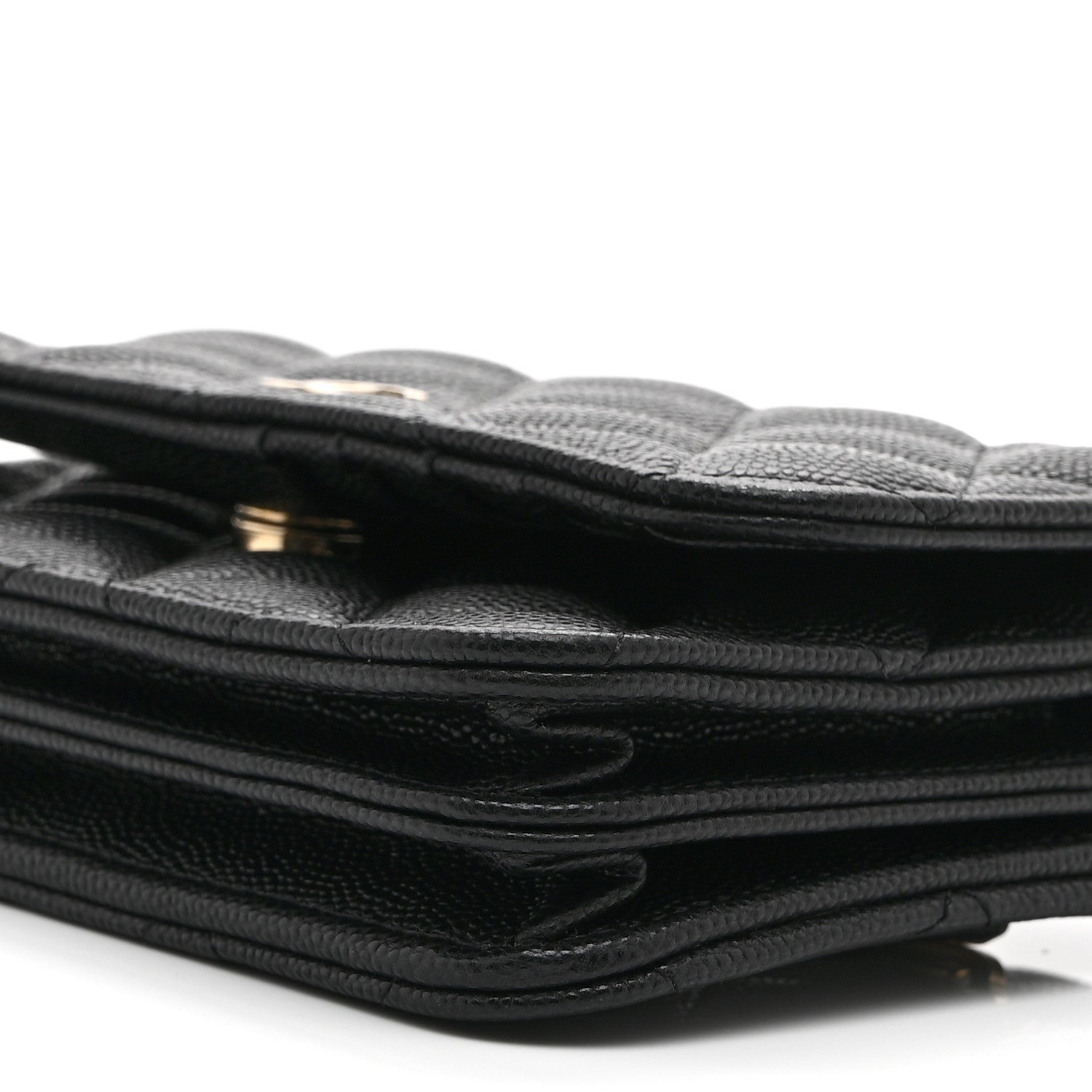 Caviar Quilted Mini Wallet On Chain WOC Black