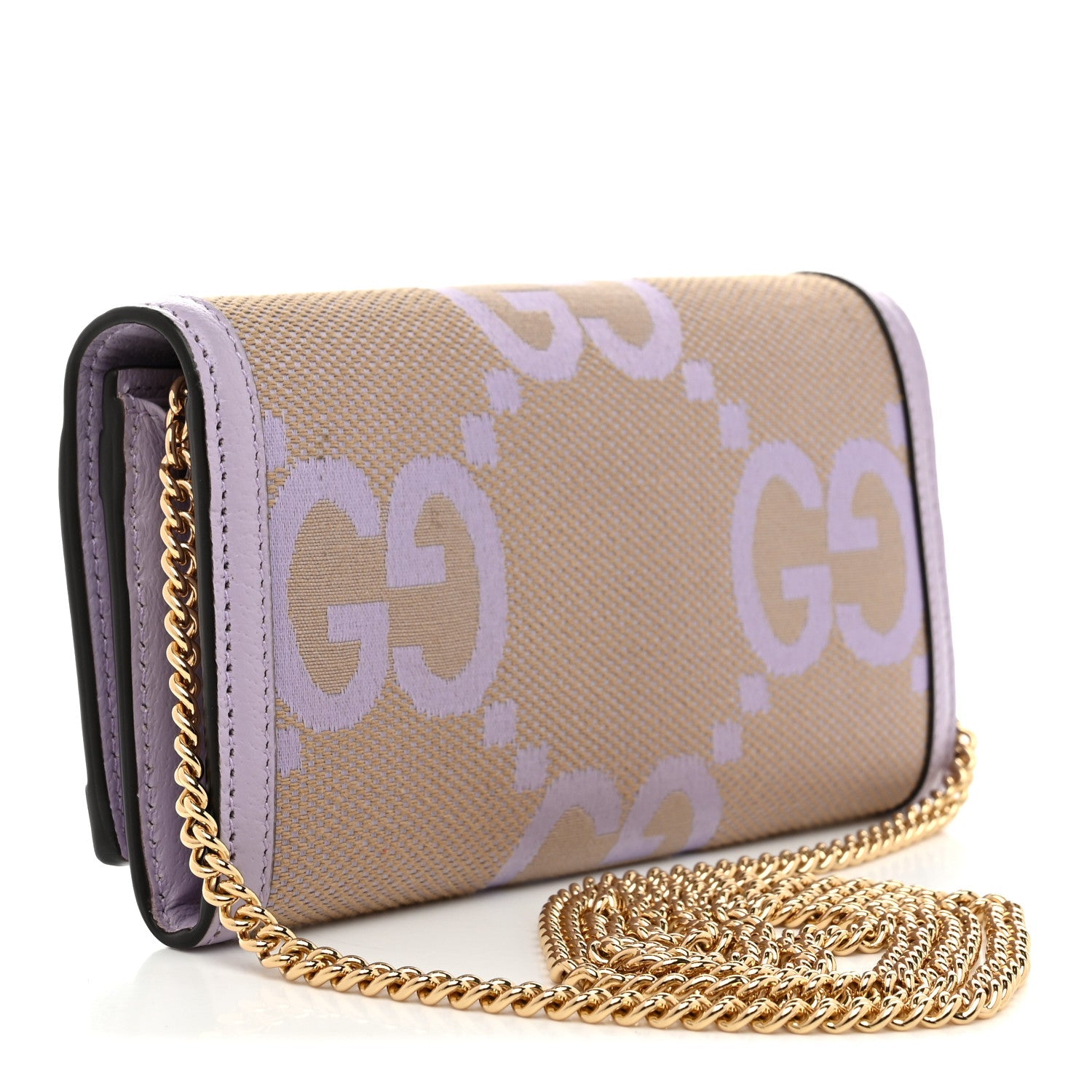 Monogram Jumbo GG Textured Dollar Calfskin Ophidia Continental Wallet On Chain Beige Lapis