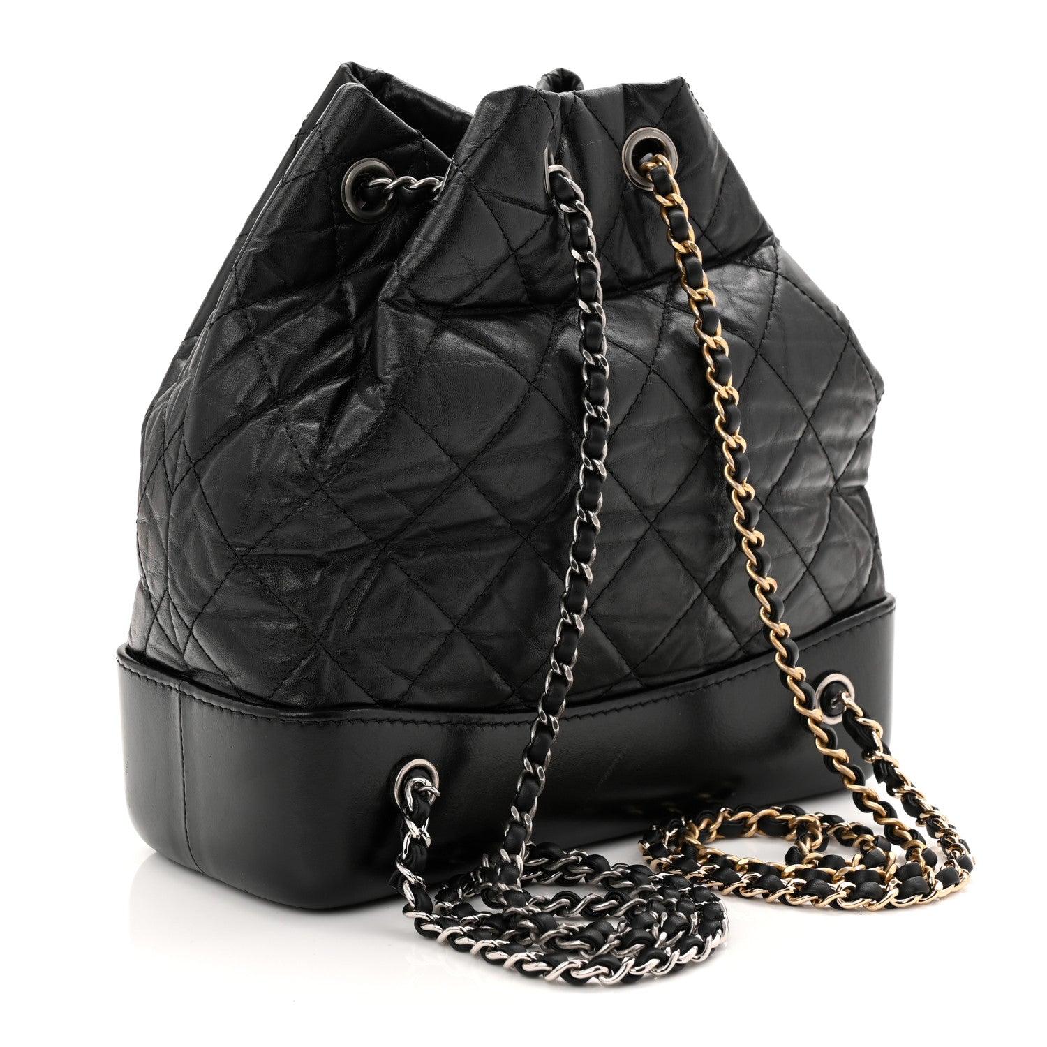 Aged Calfskin Quilted Small Gabrielle Backpack Black