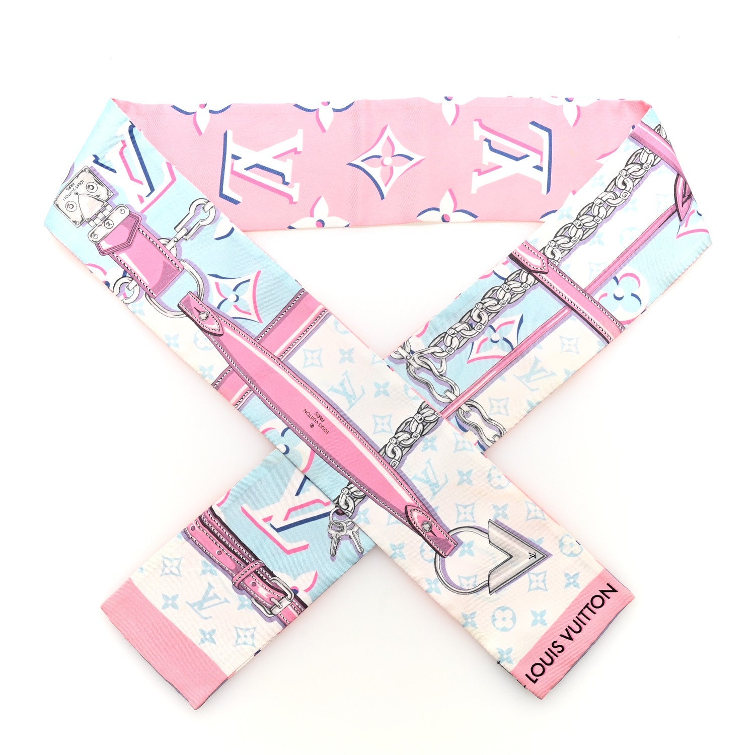 Silk Monogram Escale Perfect Match Bandeau Bleu Rose