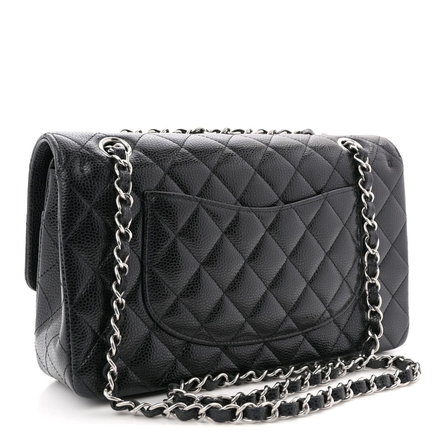 Caviar Quilted Medium Double Flap Black