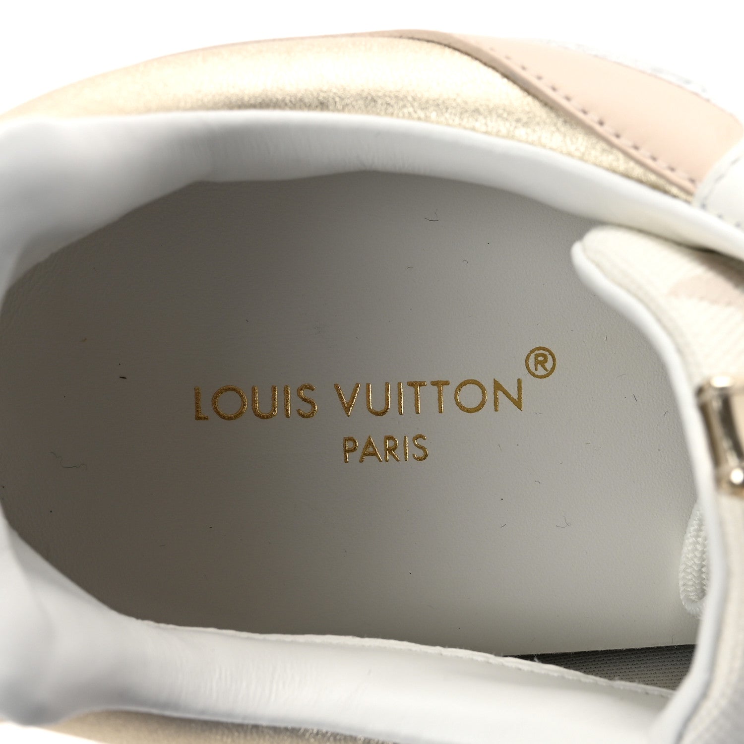 Monogram Calfskin Run Away Sneakers 40.5 Beige Gold
