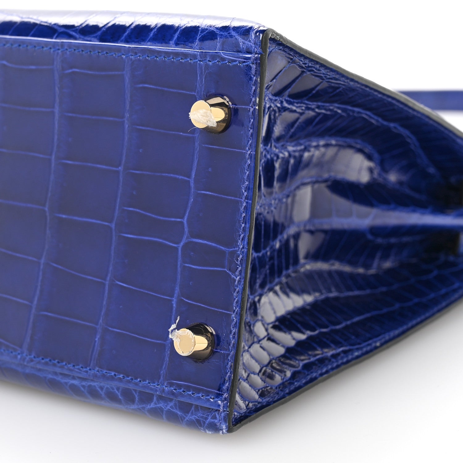 Shiny Niloticus Crocodile Kelly Sellier 28 Bleu Electrique