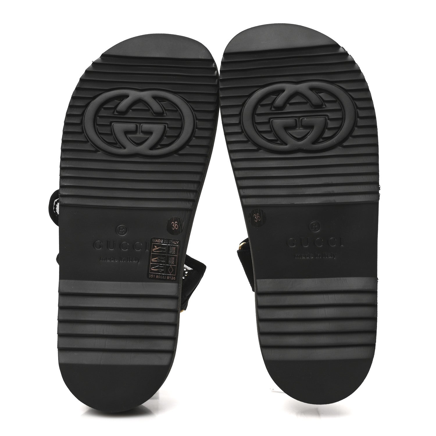 Tela Retino Kid Scamosciato Crystal GG Monogram Womens Dad Sandals 36 Black