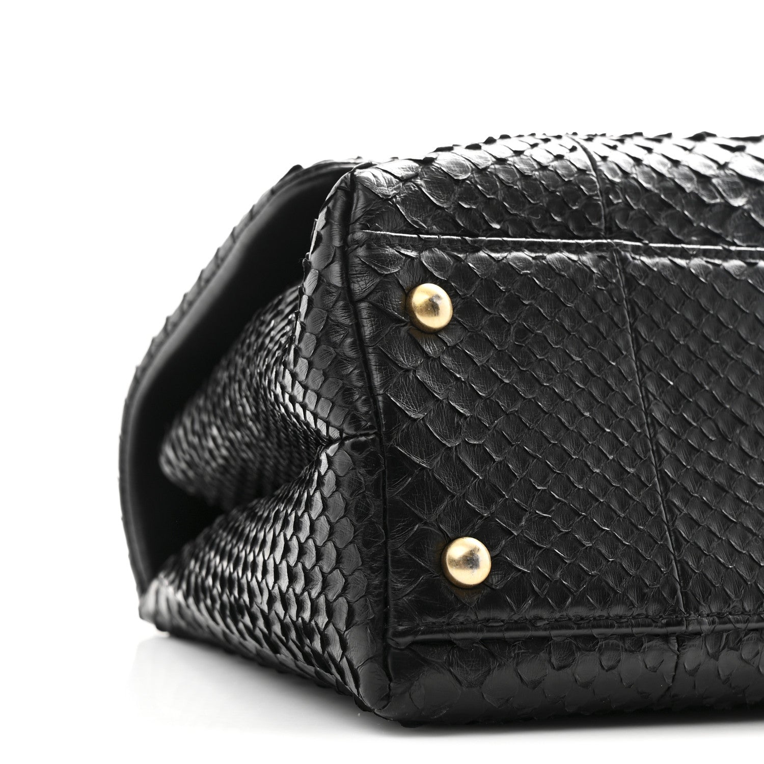 Snakeskin Small Coco Handle Flap Black