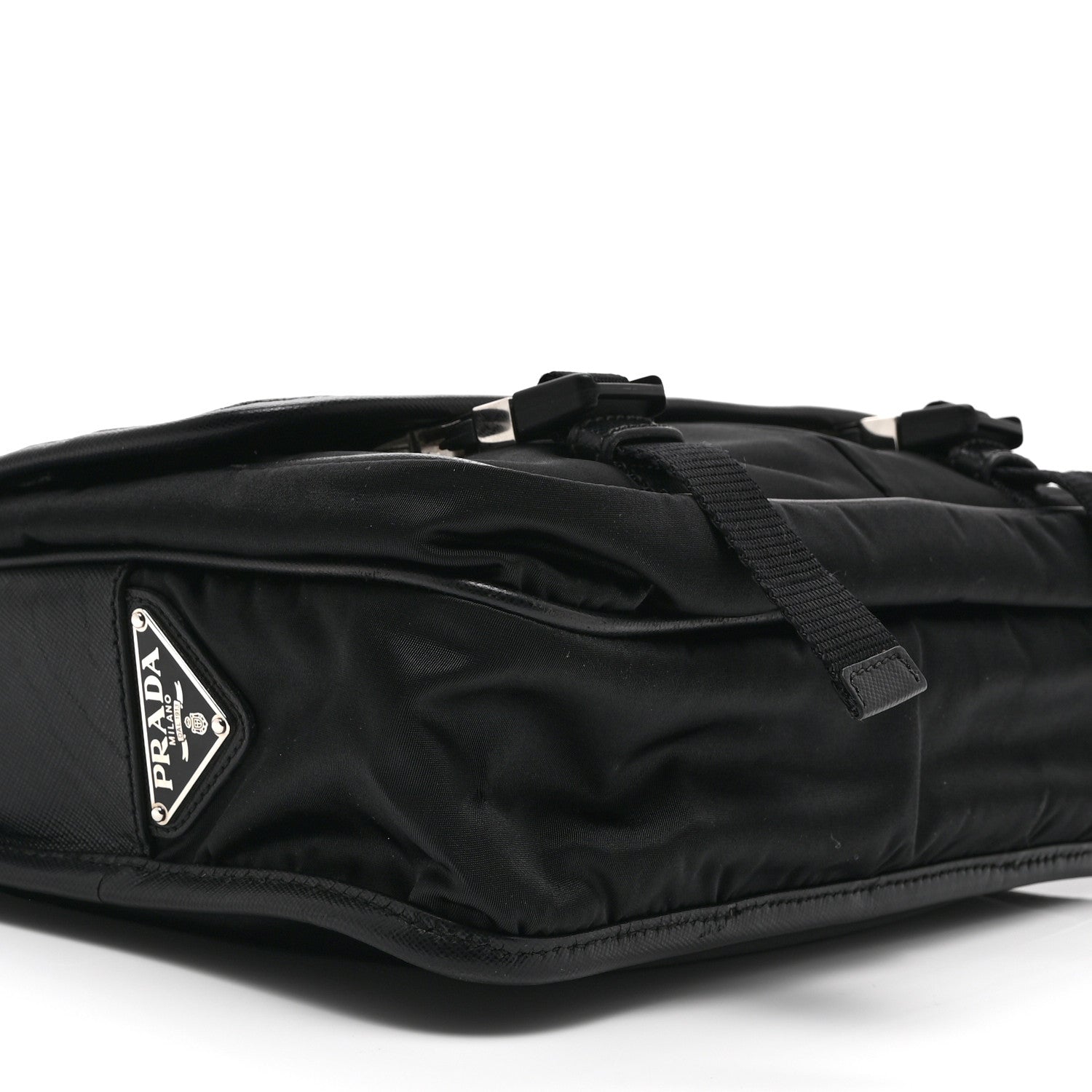 Tessuto Nylon Saffiano Logo Messenger Bag Black