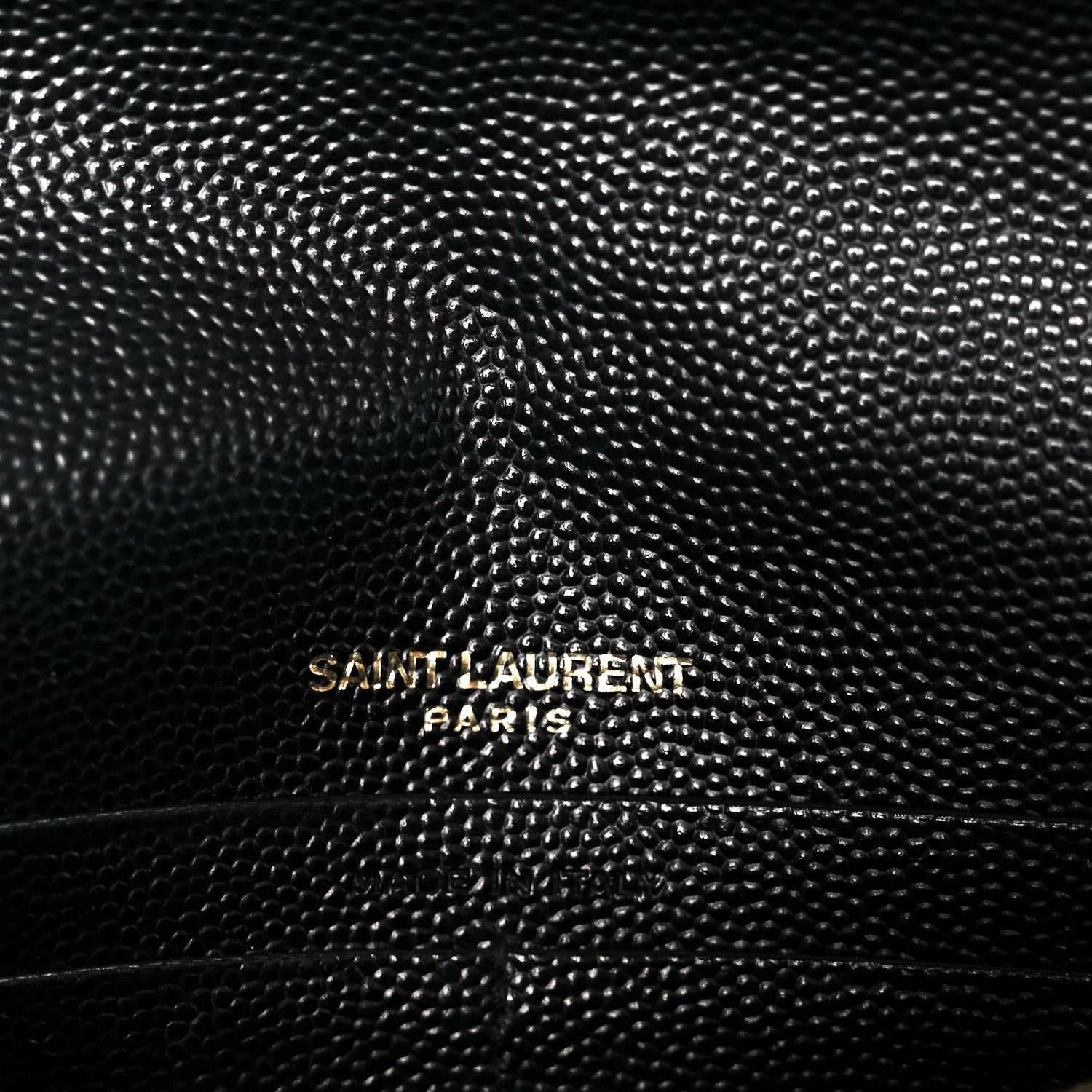 Grain De Poudre Matelasse Chevron Monogram Envelope Chain Wallet Black