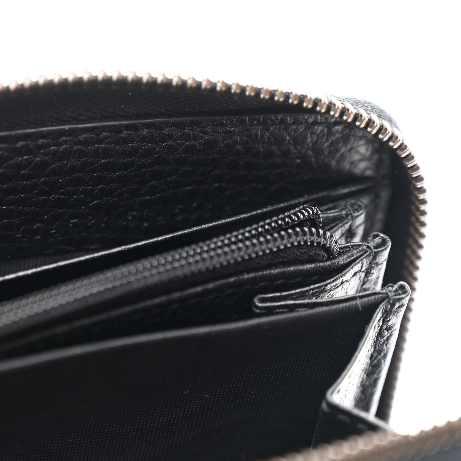 Pebbled Calfskin Blind For Love Zip Around Wallet Black