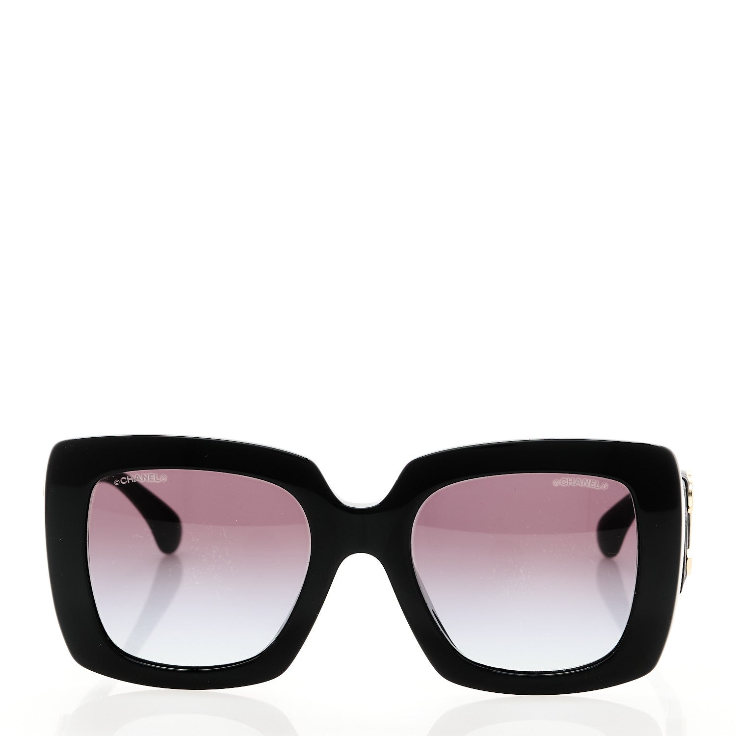 Acetate Calfskin Square Sunglasses 5474-Q-A Black