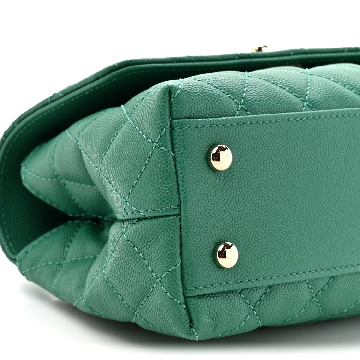 Caviar Quilted Mini Coco Handle Flap Green